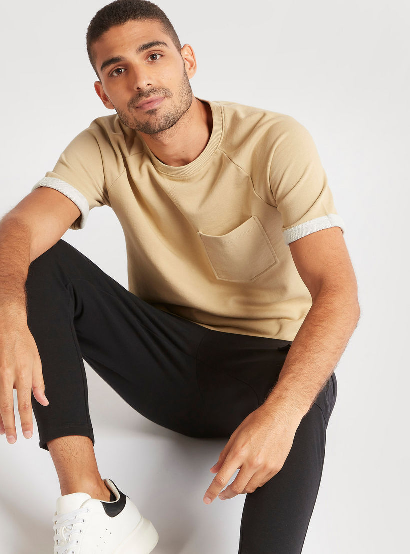 Textured T-shirt with Raglan Sleeves and Patch Pocket-men-clothing-tshirtsandpolos-tshirts-image-2