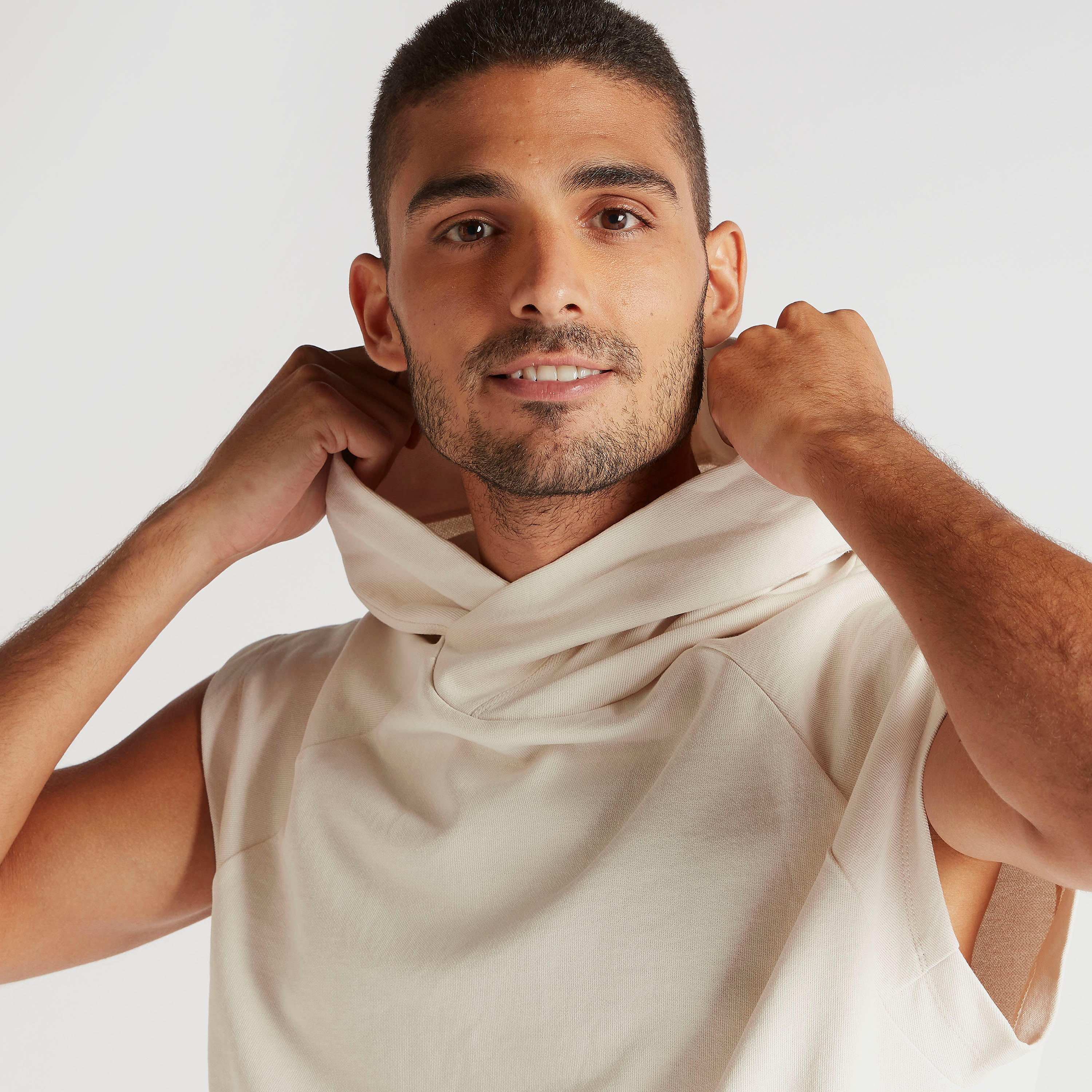 Solid Sleeveless Hoodie with Ribbed Hem -men-winterwear-hoodiesandsweatshirts-image-3