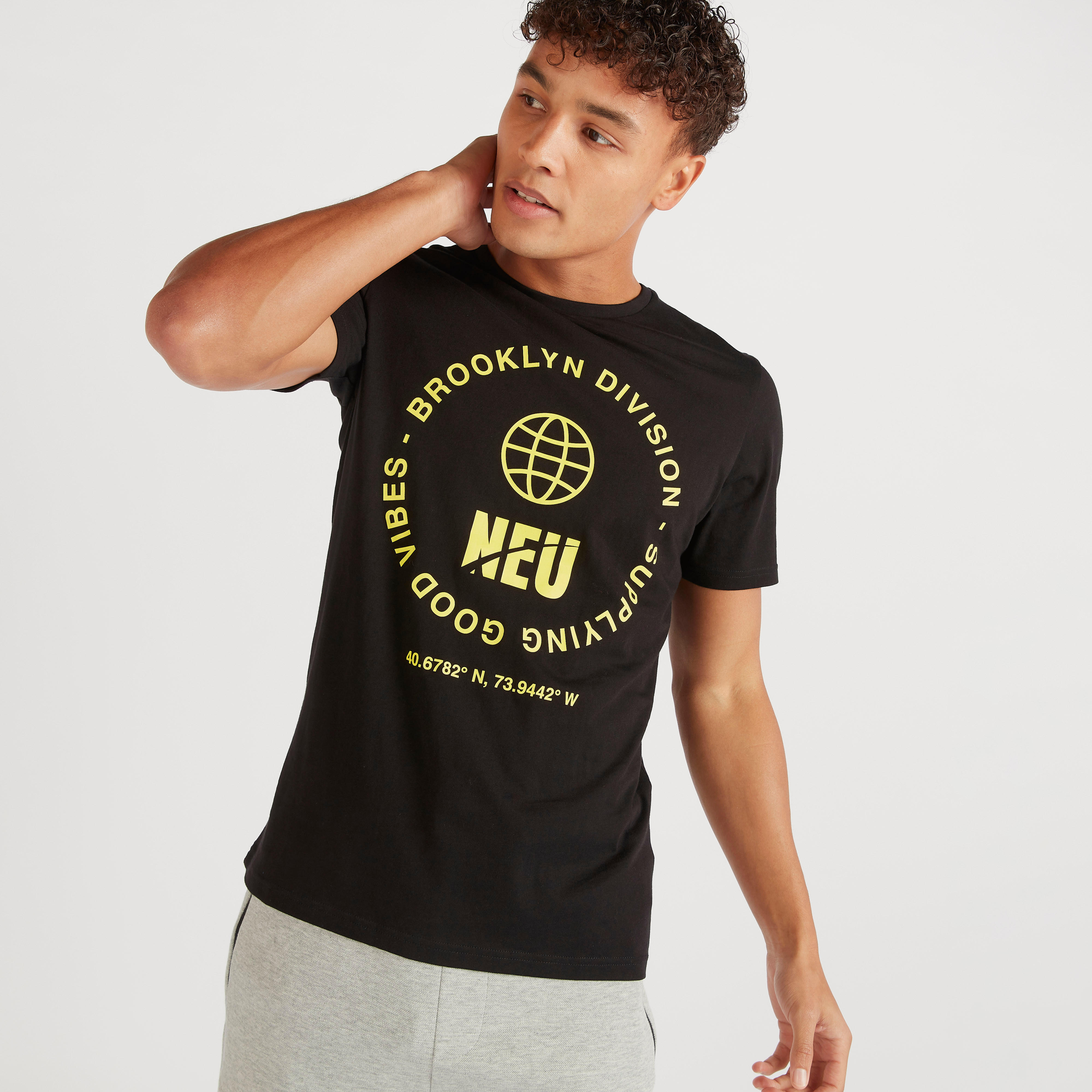 Printed Crew Neck T-shirt with Short Sleeves-men-clothing-tshirtsandpolos-tshirts-image-1