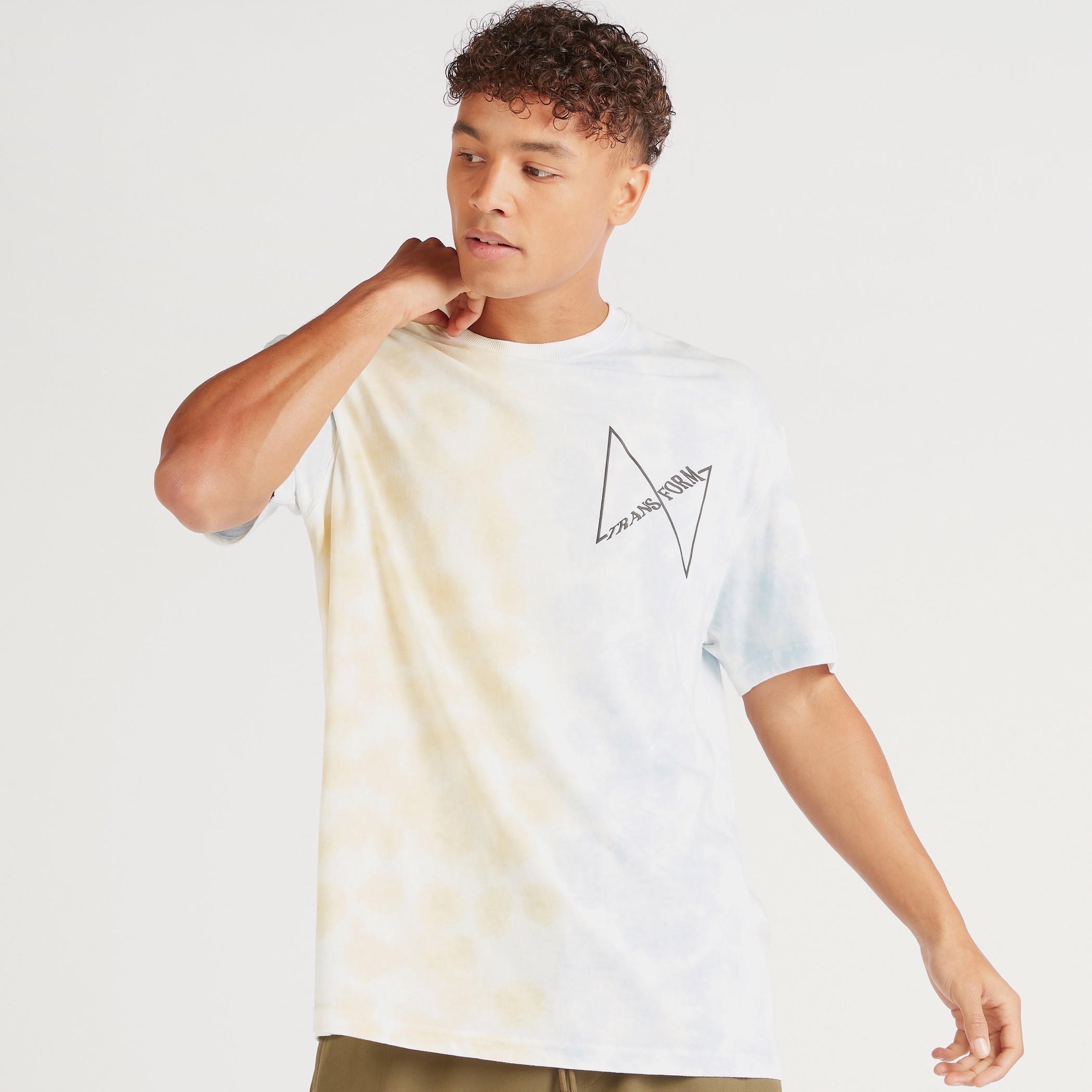 تيشيرت مصبوغ بياقة ضيّقة وأكمام قصيرة-men-clothing-tshirtsandpolos-tshirts-image-1