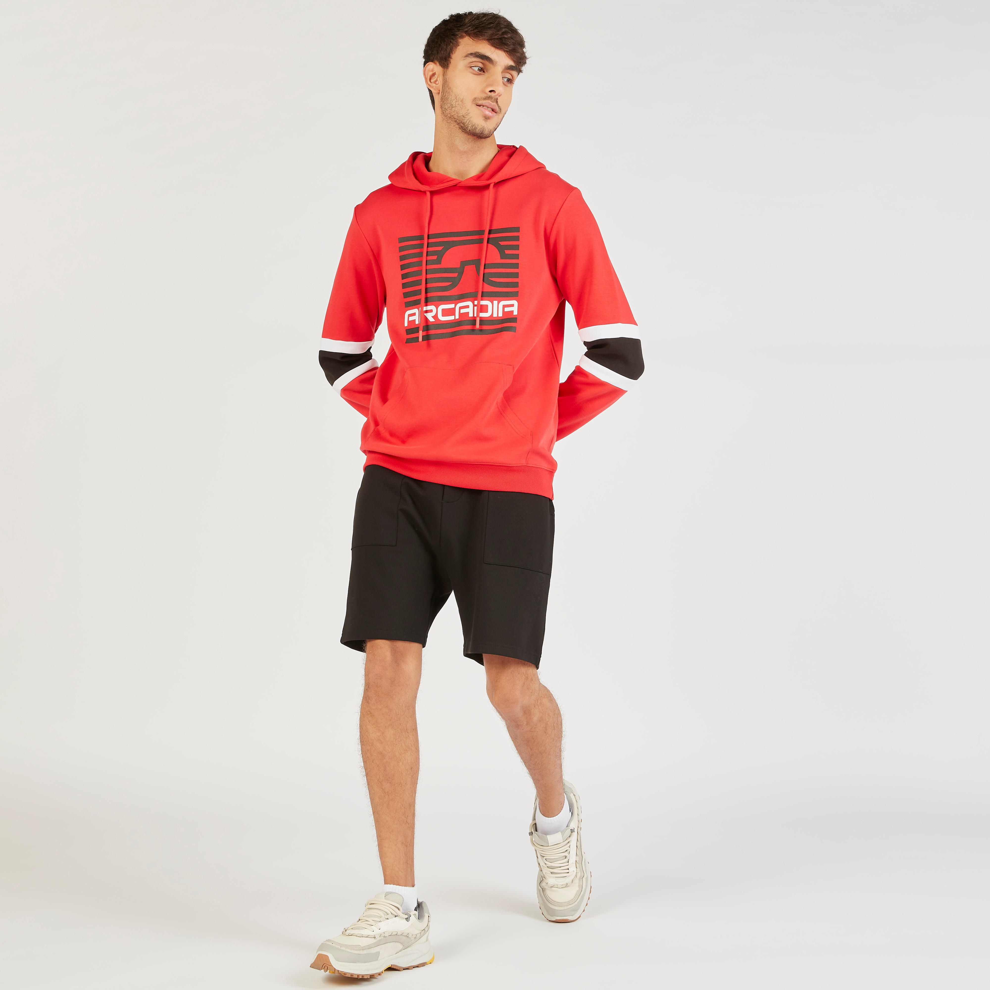Graphic Print Hooded Sweatshirt with Long Sleeves and Kangaroo Pocket-men-winterwear-hoodiesandsweatshirts-image-2