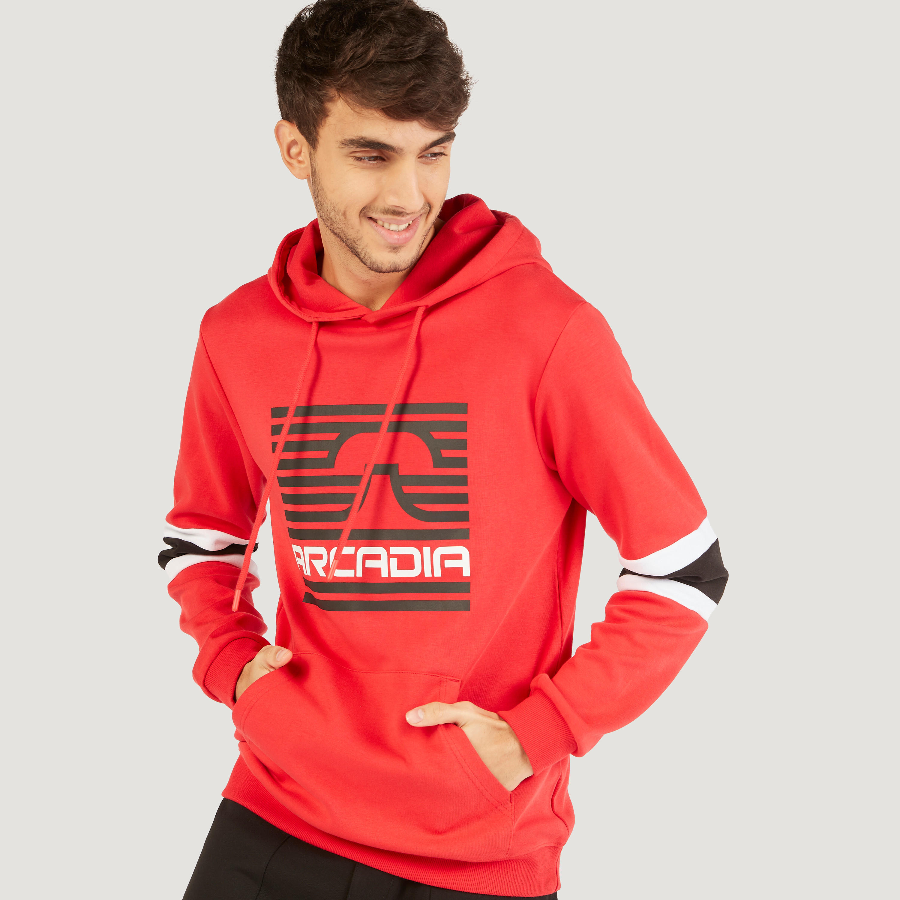 Graphic Print Hooded Sweatshirt with Long Sleeves and Kangaroo Pocket-men-winterwear-hoodiesandsweatshirts-image-3