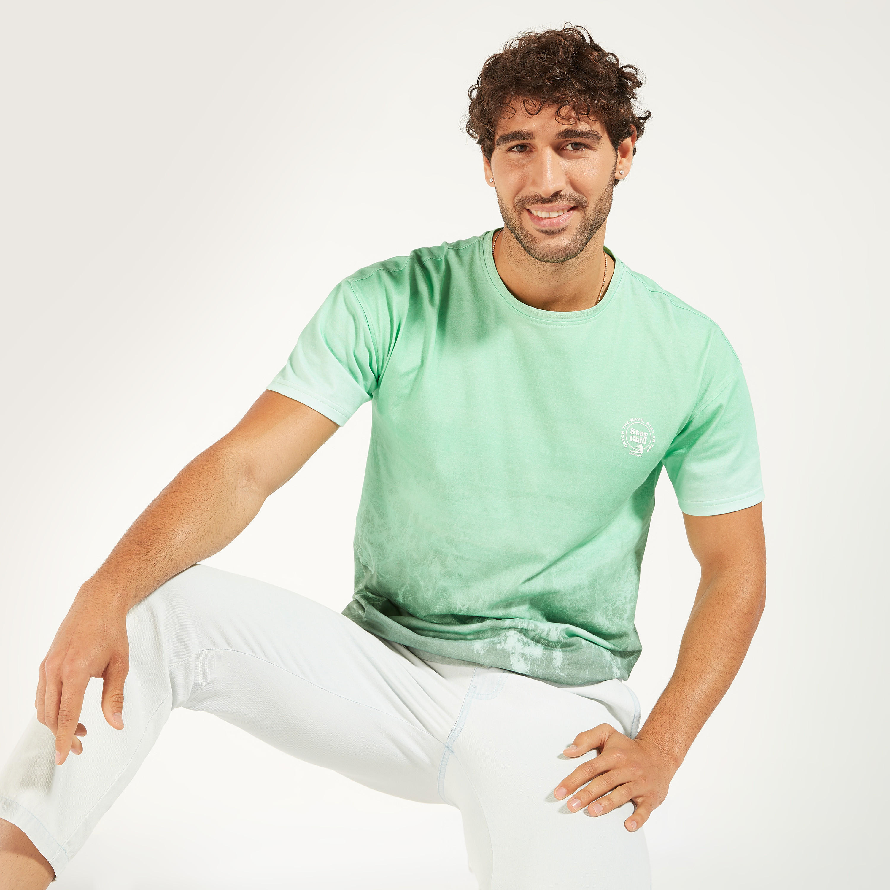 Printed Crew Neck T-shirt with Short Sleeves-men-clothing-tshirtsandpolos-tshirts-image-1