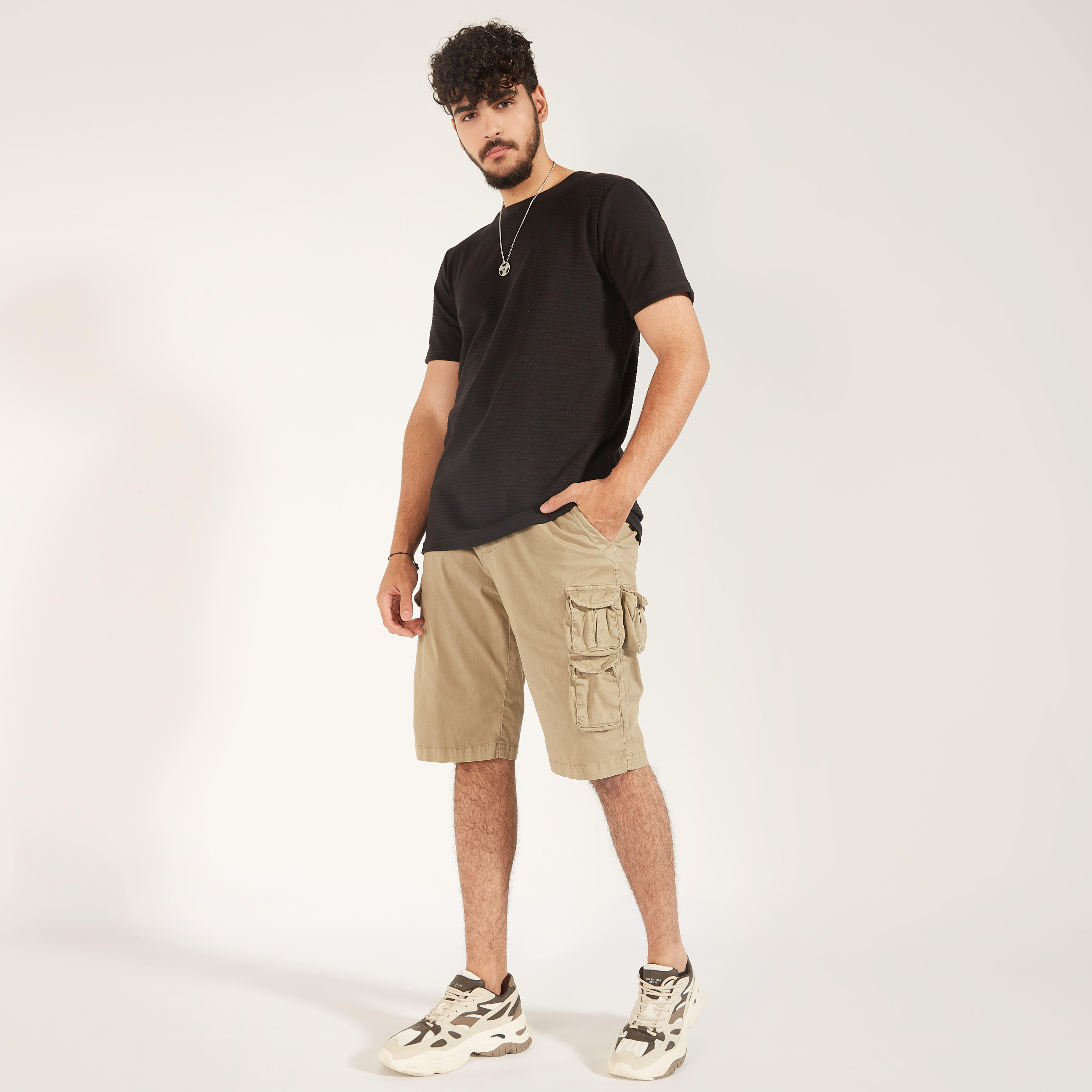 Textured T-shirt with Crew Neck and Short Sleeves-men-clothing-tshirtsandpolos-tshirts-image-2