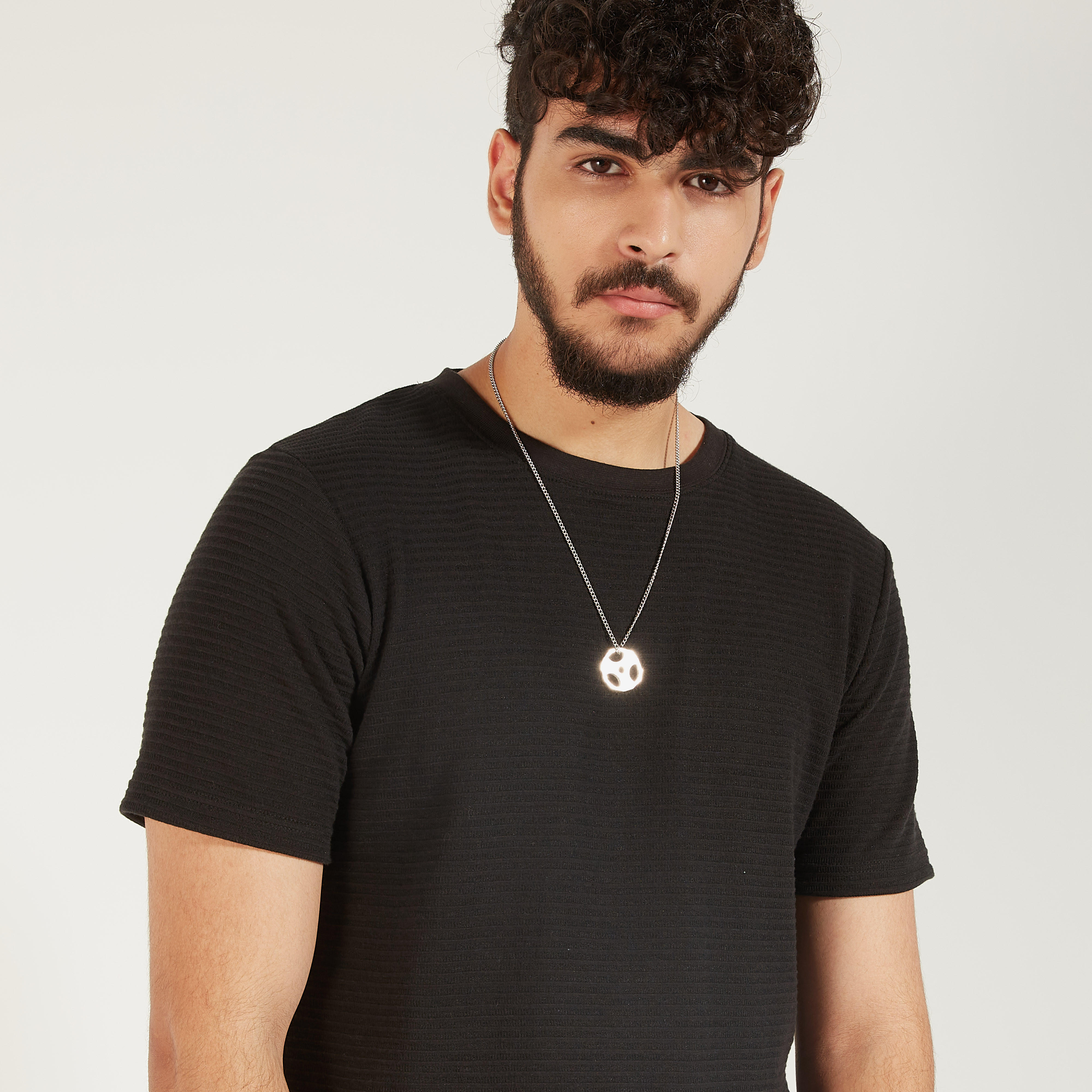 Textured T-shirt with Crew Neck and Short Sleeves-men-clothing-tshirtsandpolos-tshirts-image-3