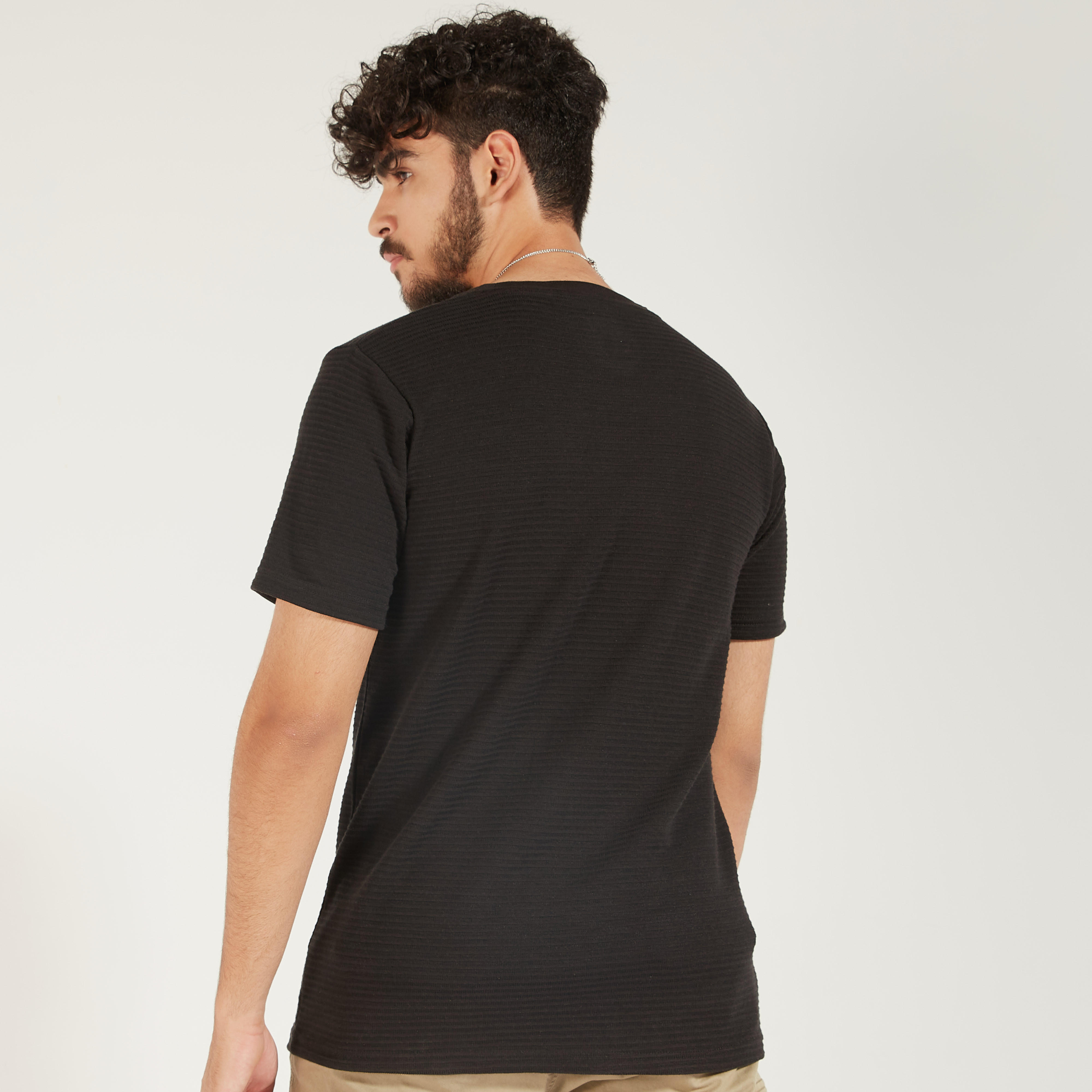 Textured T-shirt with Crew Neck and Short Sleeves-men-clothing-tshirtsandpolos-tshirts-image-4