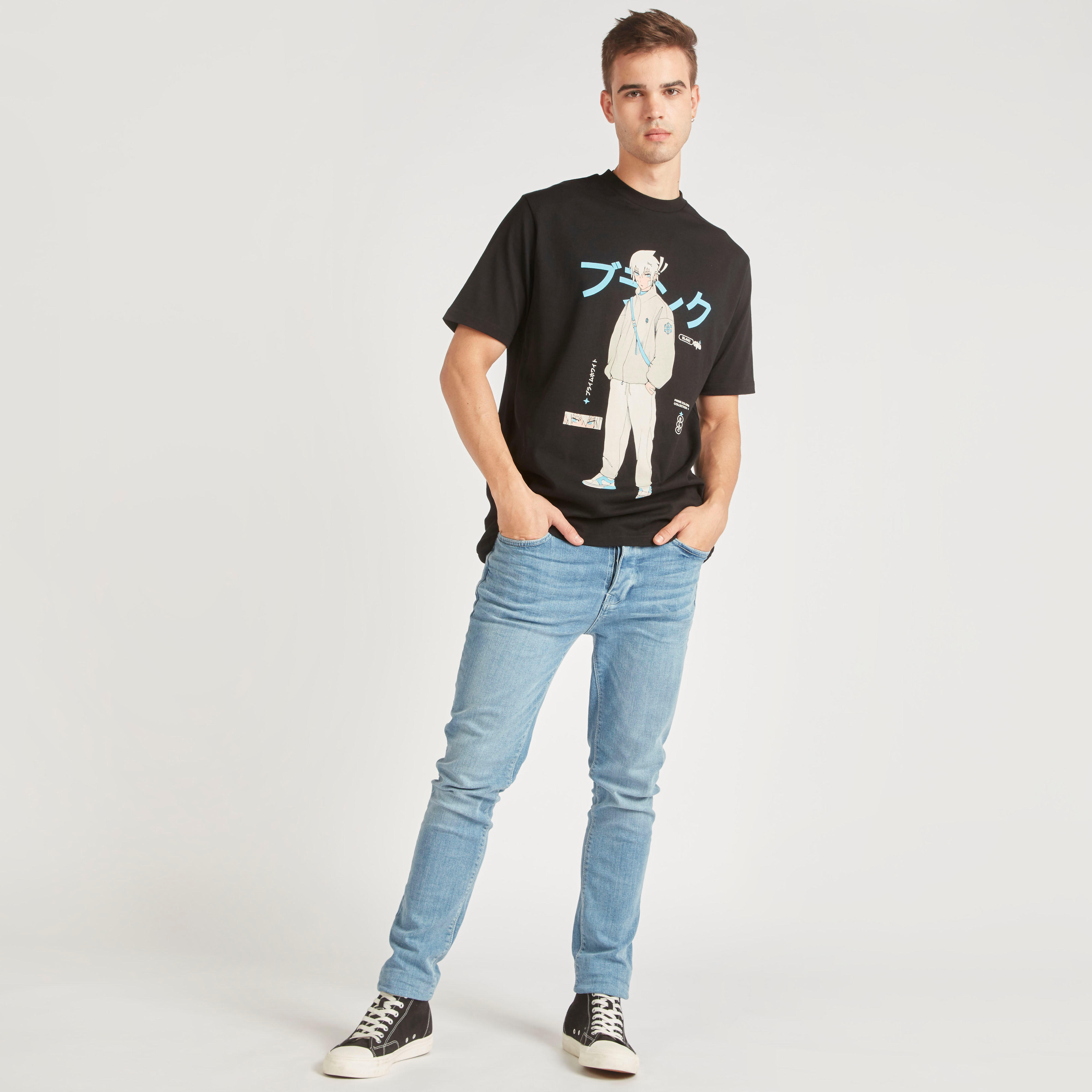 Graphic Print T-shirt with Short Sleeves and Crew Neck-men-clothing-tshirtsandpolos-tshirts-image-2