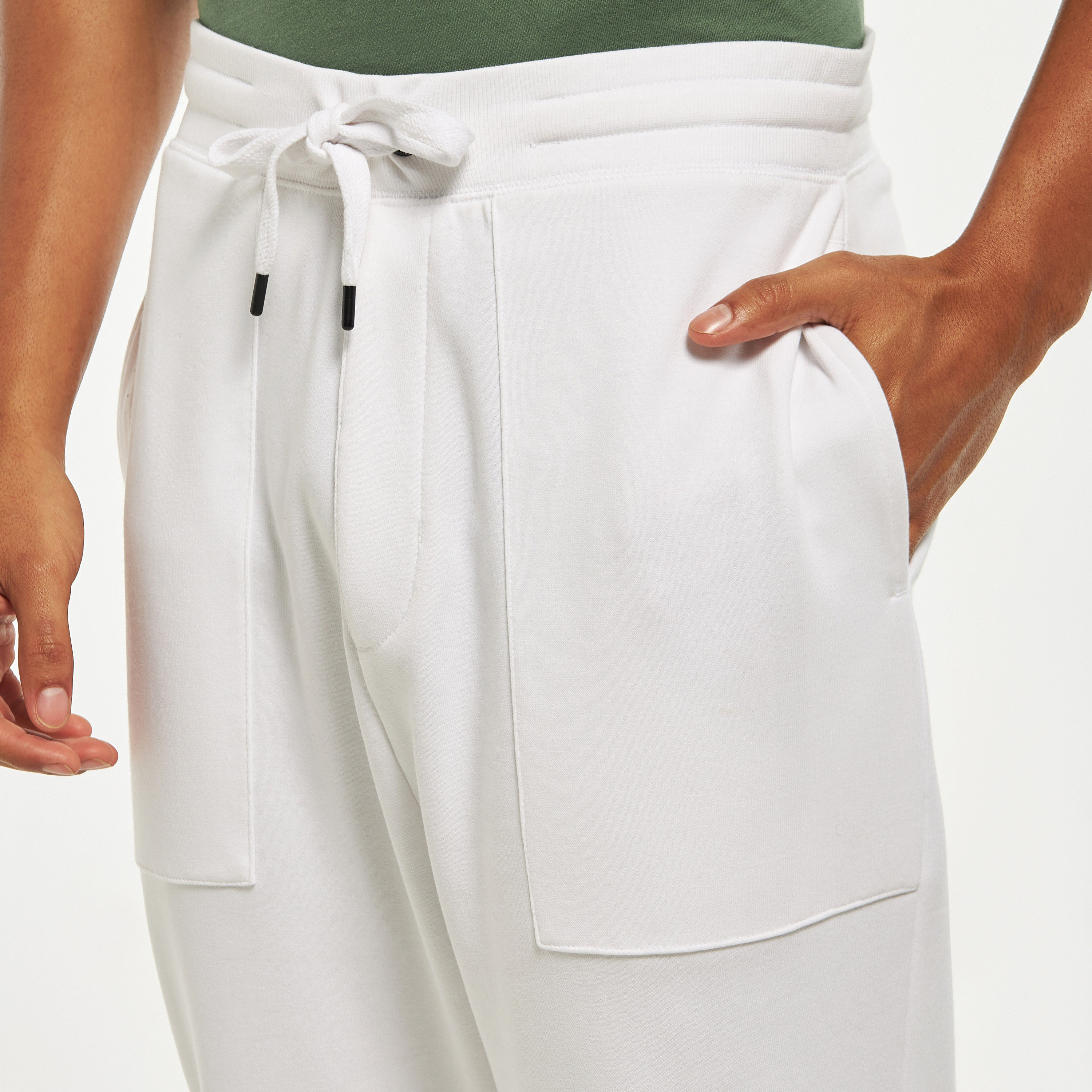 بنطلون رياضي سادة بخصر مطاطي وجيوب فضفاض-men-clothing-bottoms-joggers-image-8