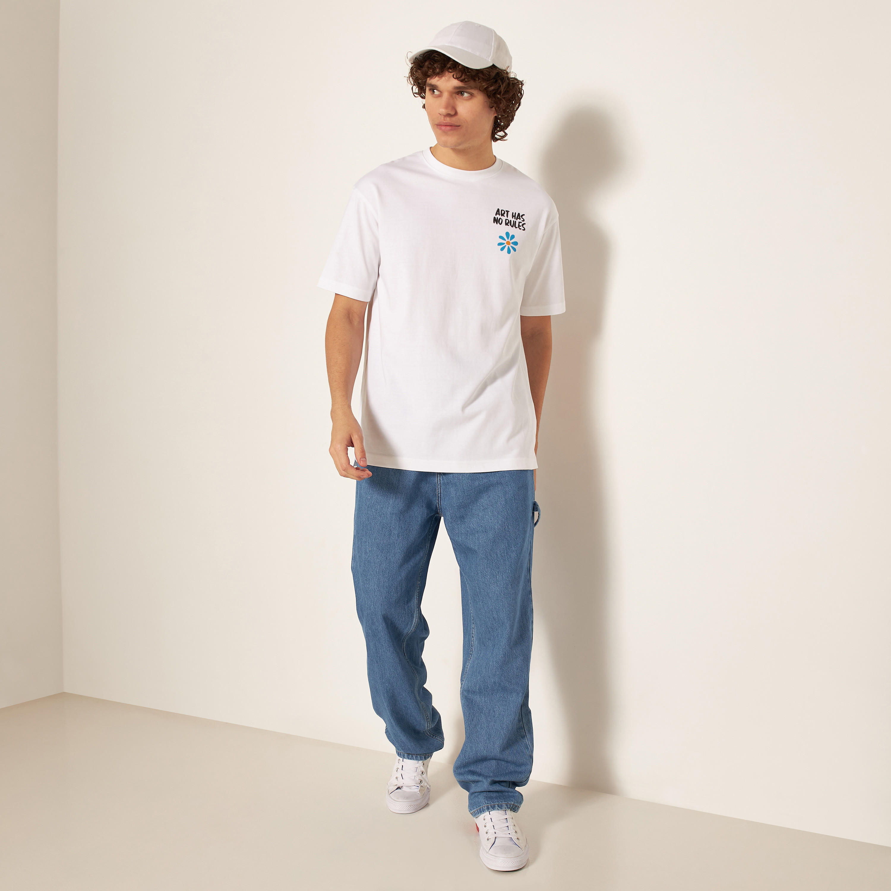 Slogan Print Crew Neck T-shirt with Short Sleeves-men-clothing-tshirtsandpolos-tshirts-image-6