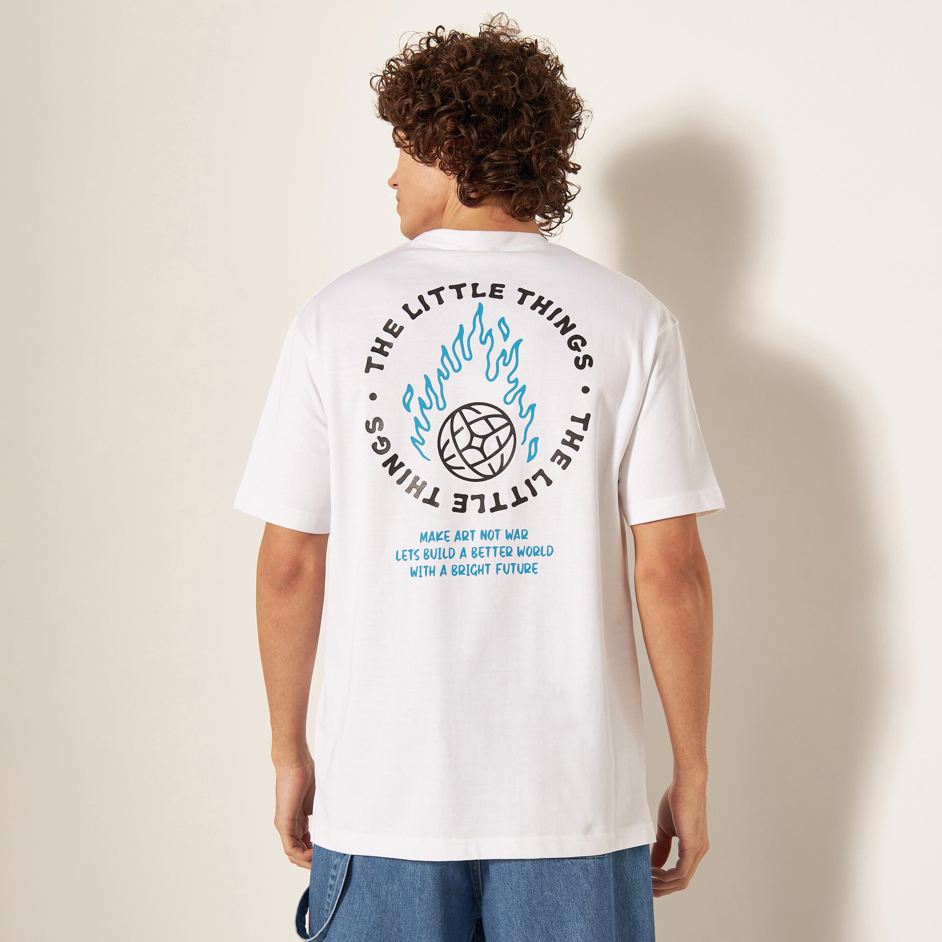 Slogan Print Crew Neck T-shirt with Short Sleeves-men-clothing-tshirtsandpolos-tshirts-image-7