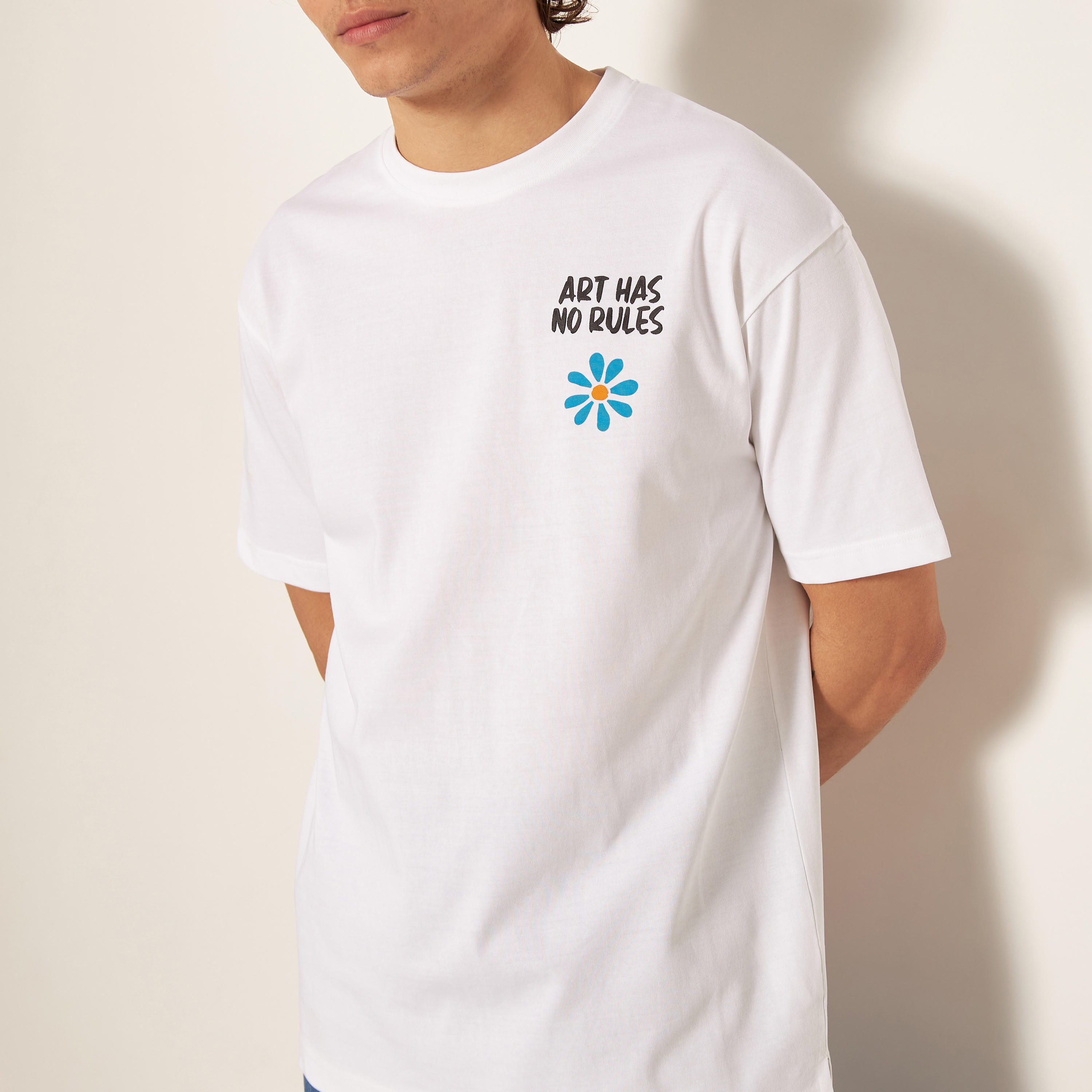 Slogan Print Crew Neck T-shirt with Short Sleeves-men-clothing-tshirtsandpolos-tshirts-image-8