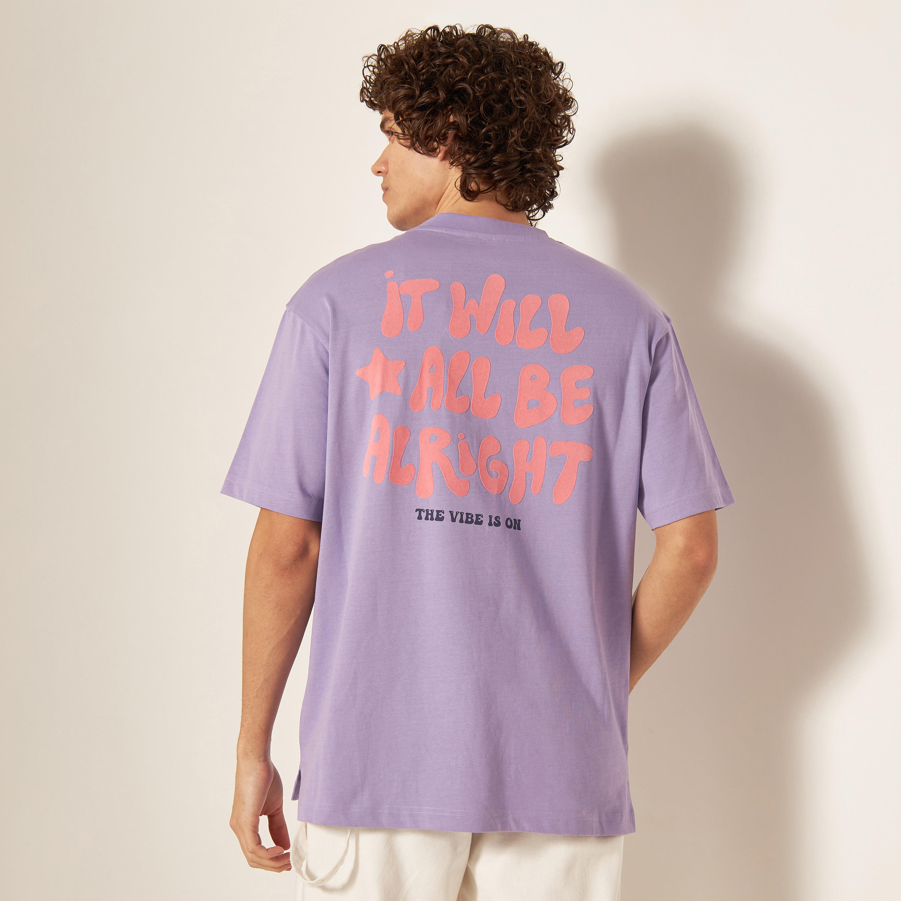 Slogan Print Crew Neck T-shirt with Short Sleeves-men-clothing-tshirtsandpolos-tshirts-image-9