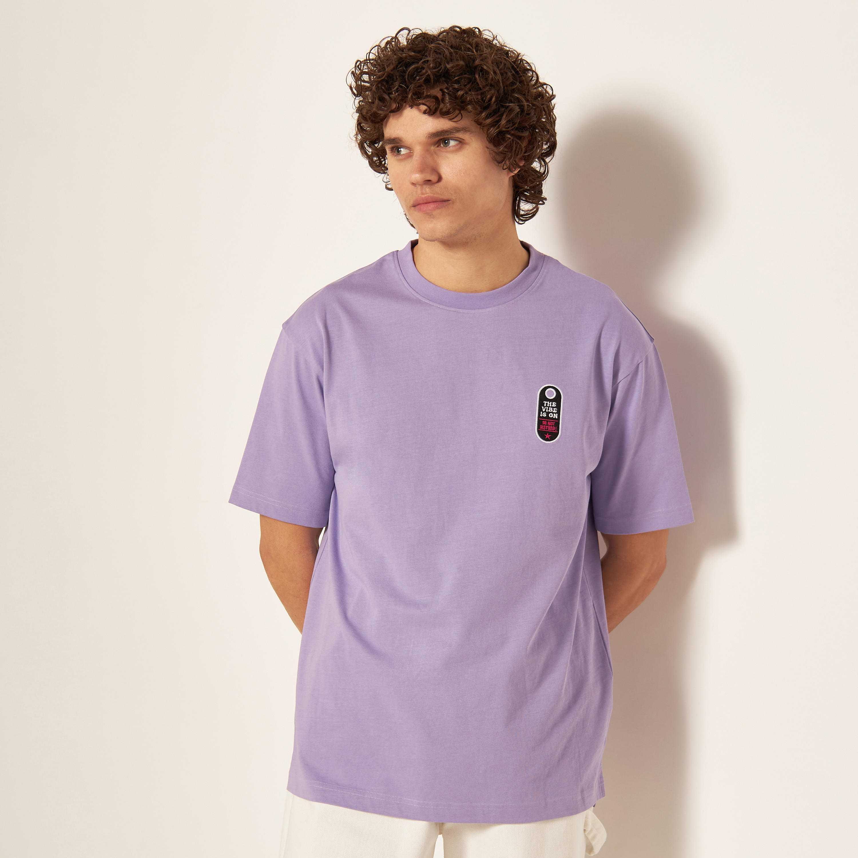 Slogan Print Crew Neck T-shirt with Short Sleeves-men-clothing-tshirtsandpolos-tshirts-image-11