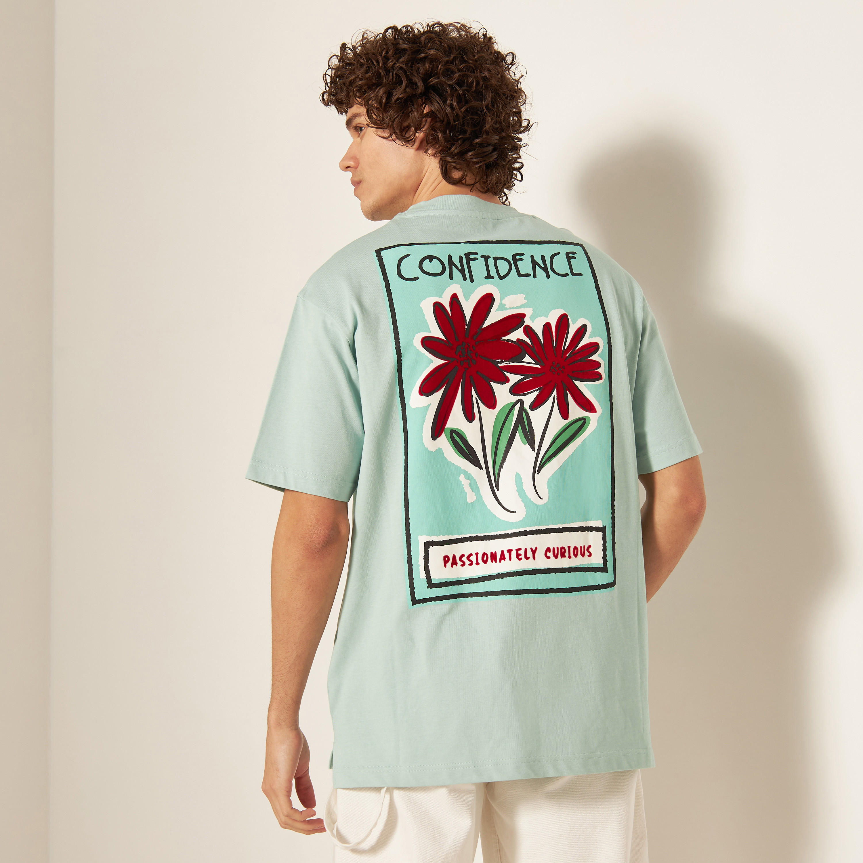 Slogan Print Crew Neck T-shirt with Short Sleeves-men-clothing-tshirtsandpolos-tshirts-image-13