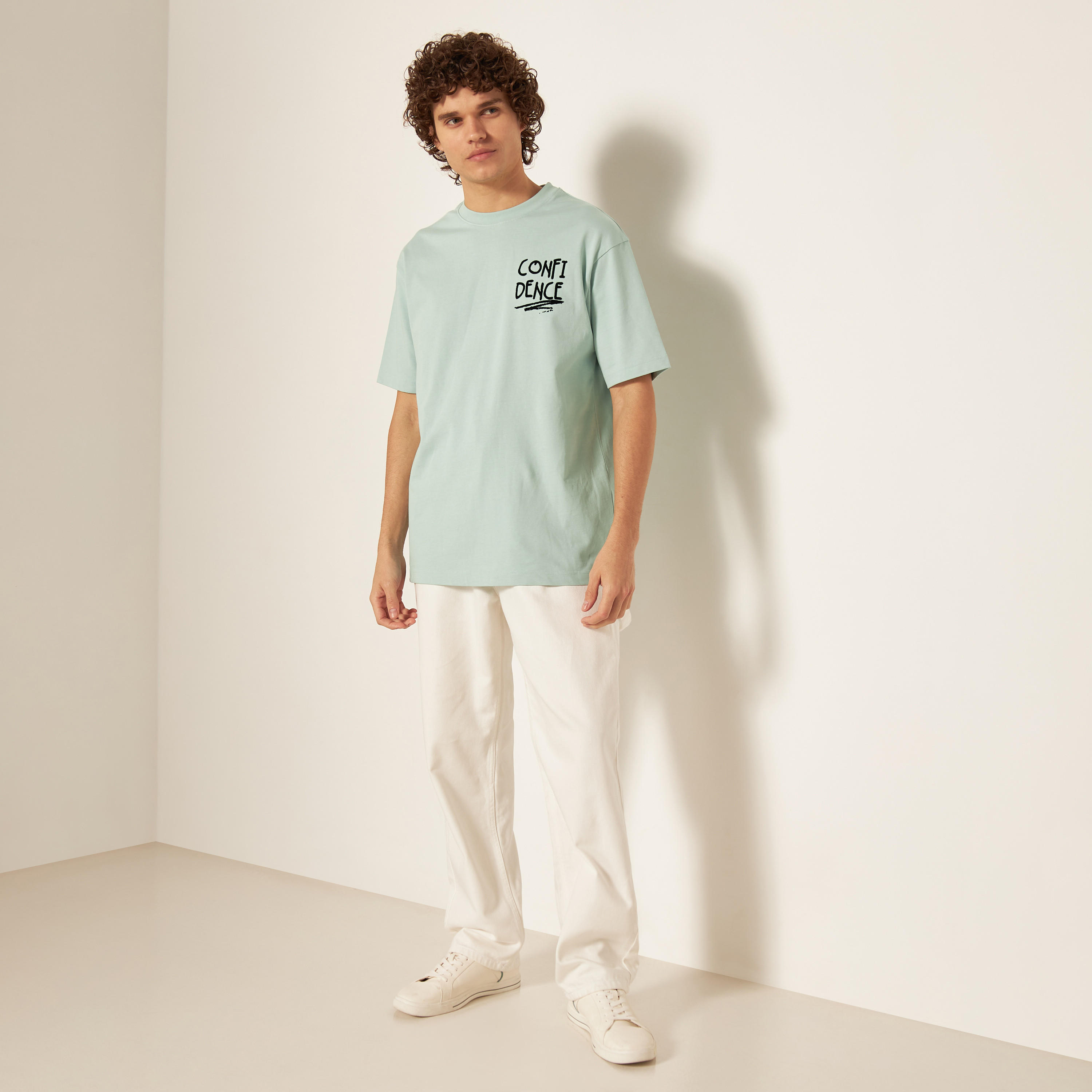 Slogan Print Crew Neck T-shirt with Short Sleeves-men-clothing-tshirtsandpolos-tshirts-image-14