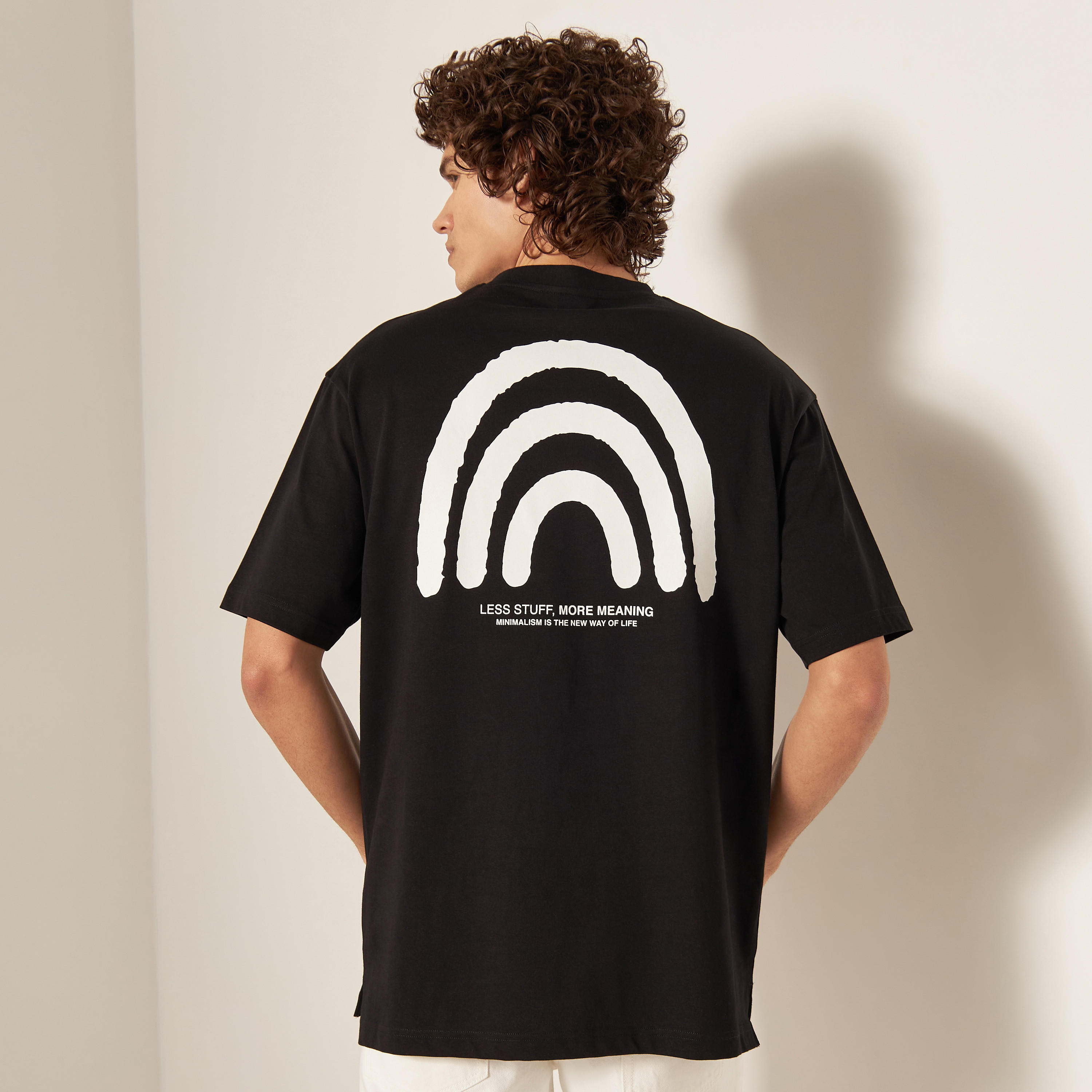 Slogan Print Crew Neck T-shirt with Short Sleeves-men-clothing-tshirtsandpolos-tshirts-image-1