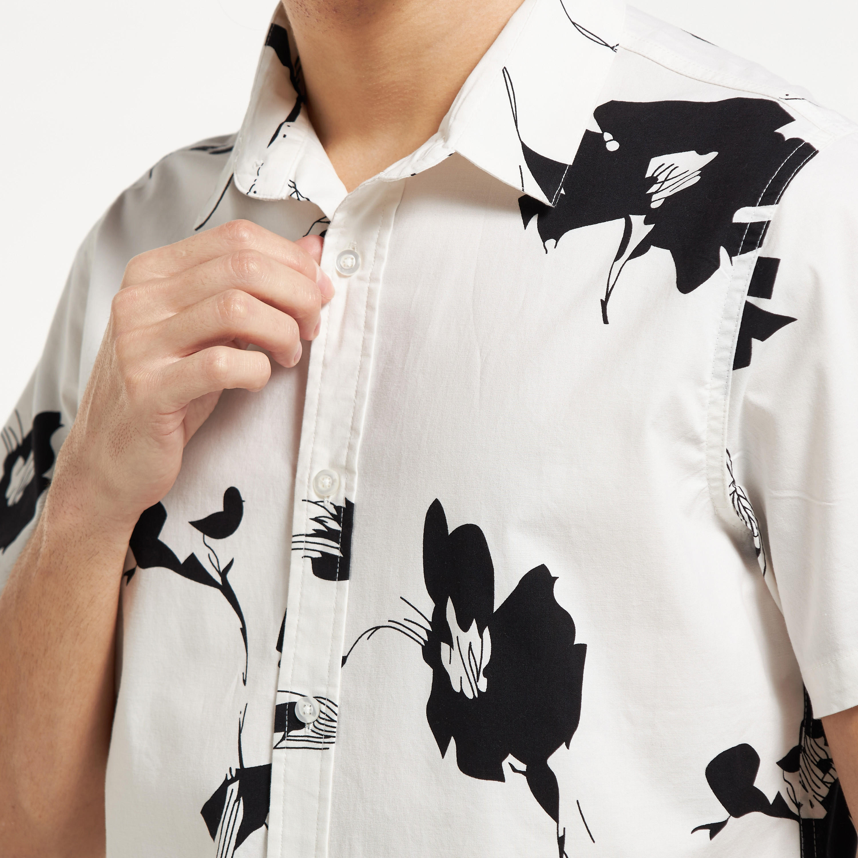 All-Over Floral Print Shirt with Short Sleeves-men-clothing-shirts-image-4