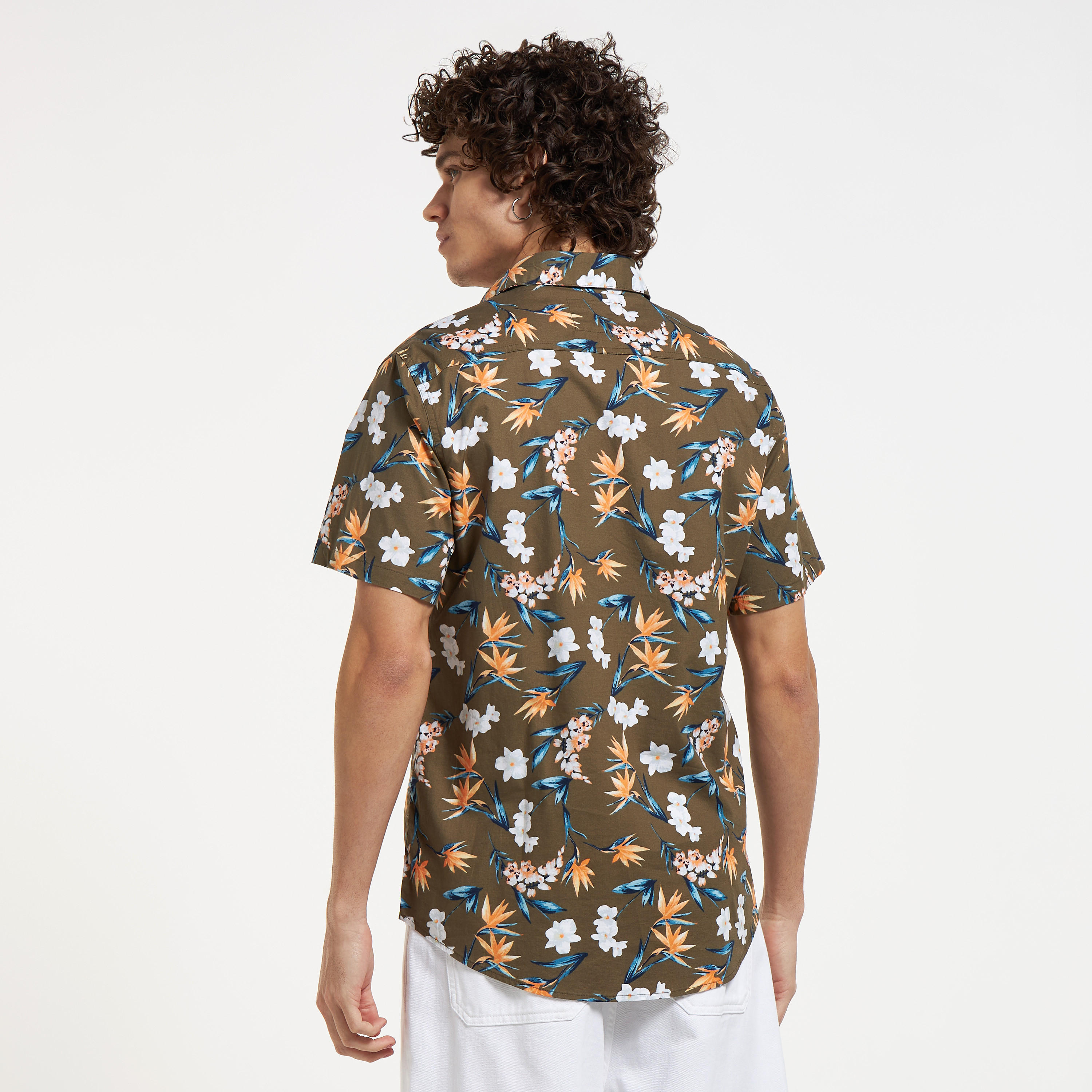 All-Over Floral Print Shirt with Short Sleeves-men-clothing-shirts-image-11