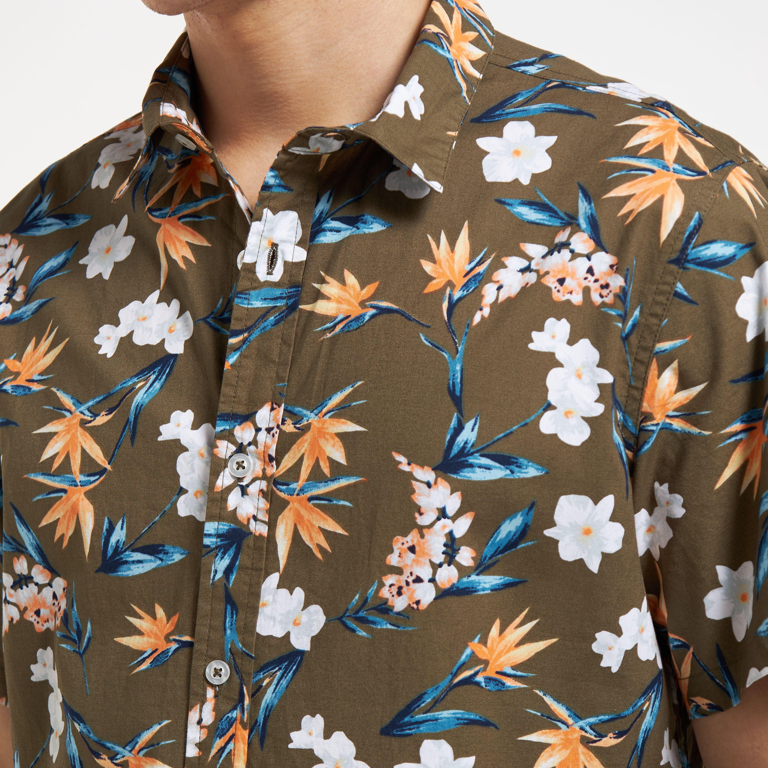 All-Over Floral Print Shirt with Short Sleeves-men-clothing-shirts-image-12
