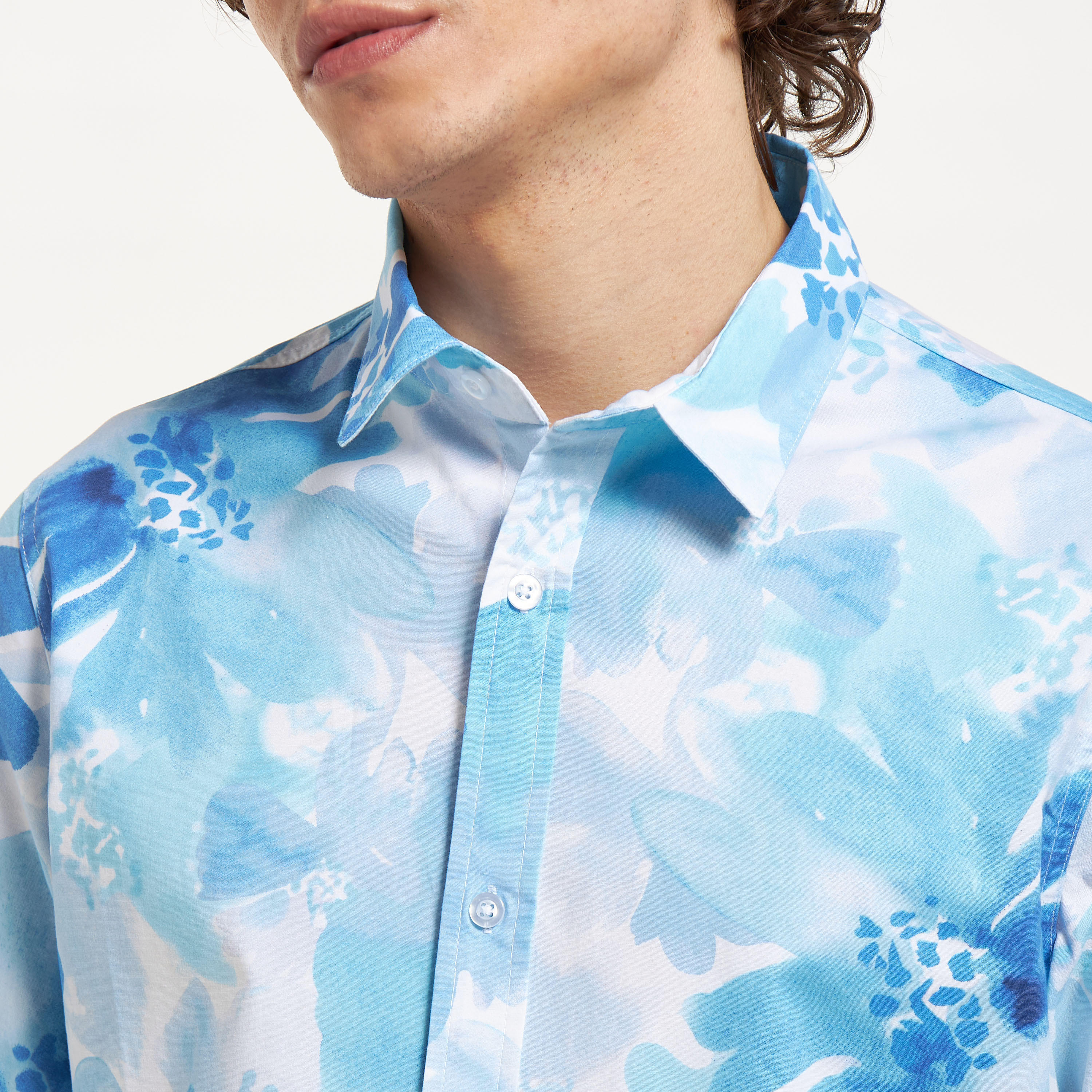 All-Over Floral Print Shirt with Short Sleeves-men-clothing-shirts-image-8