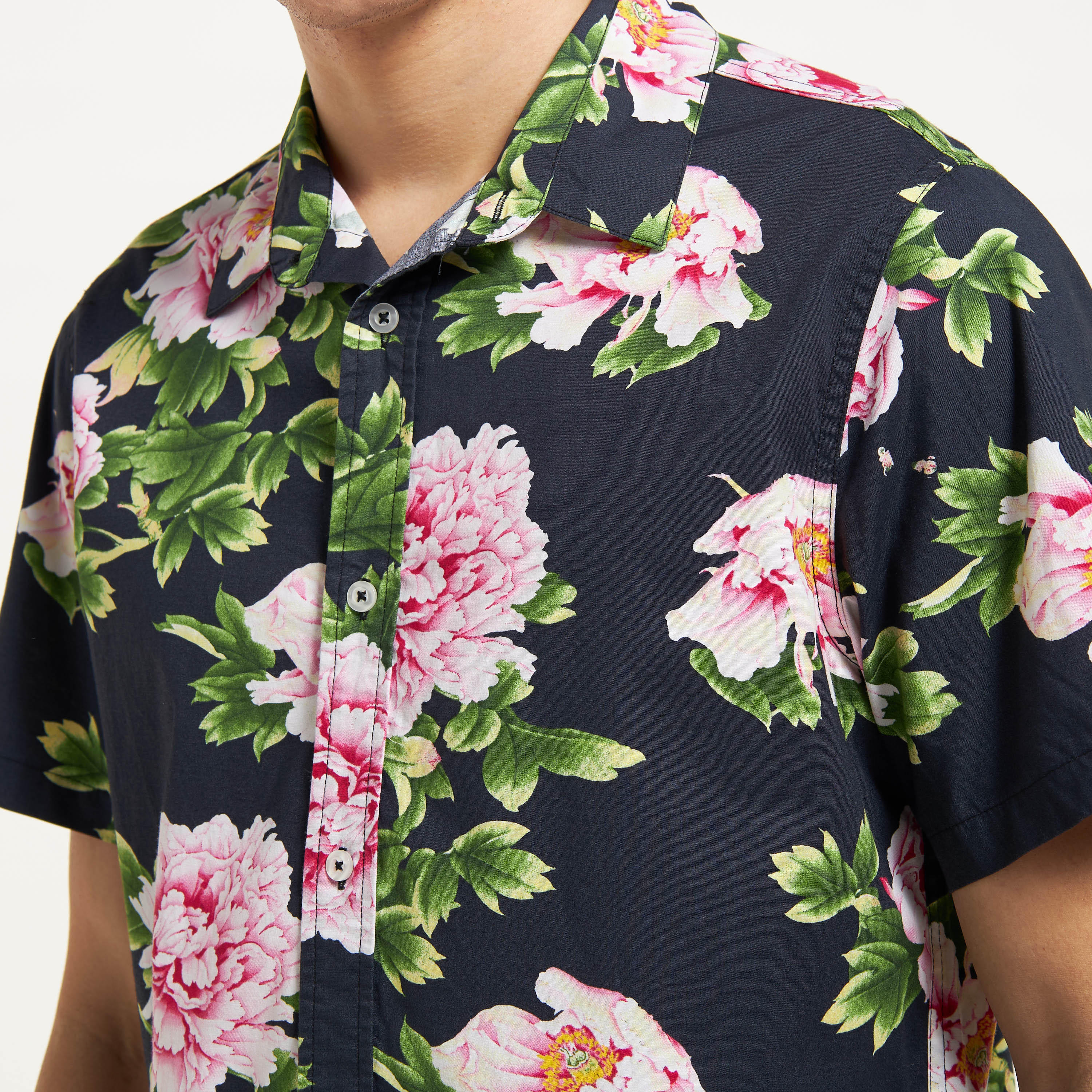 All-Over Floral Print Shirt with Short Sleeves-men-clothing-shirts-image-16