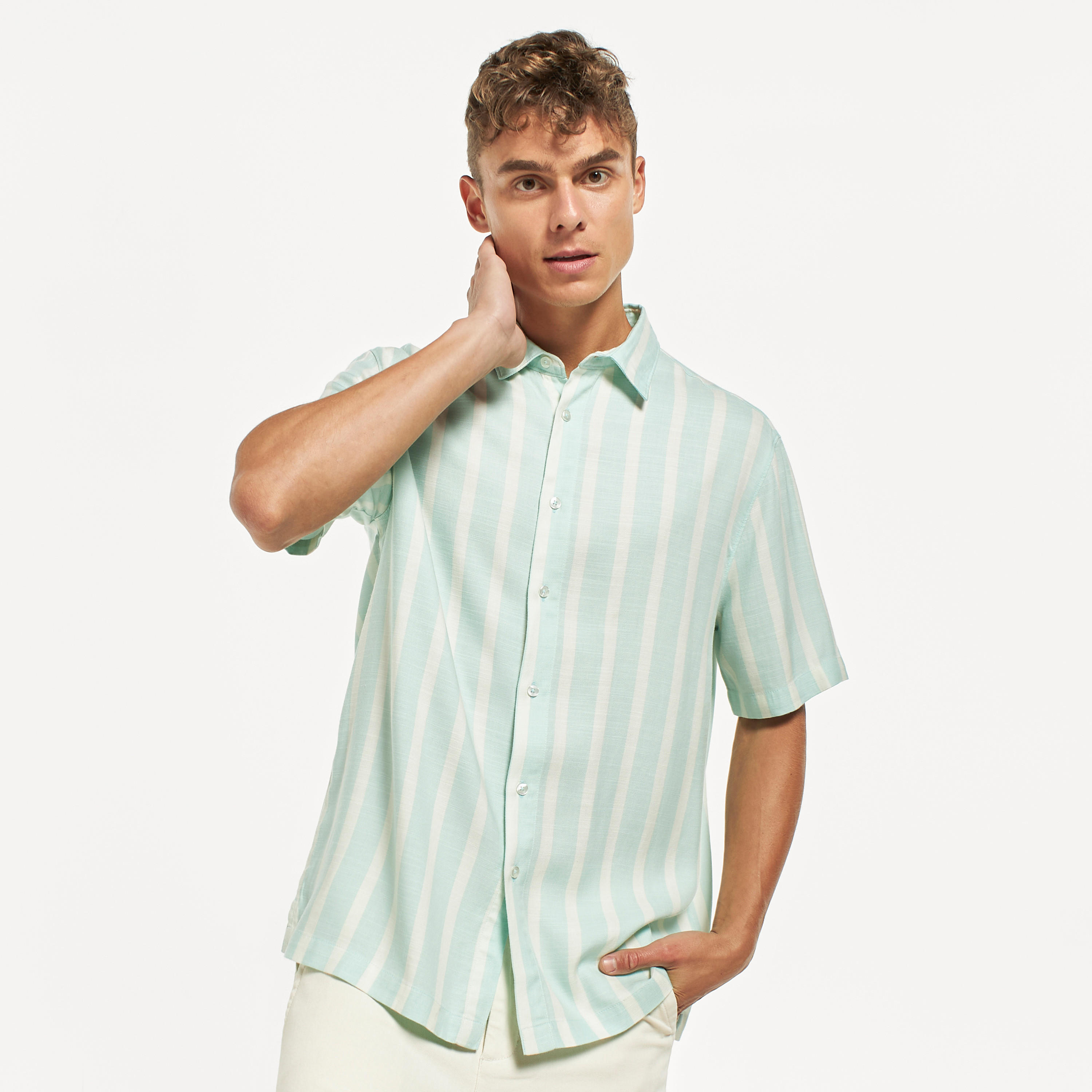 قميص ليوسل مخطّط بأكمام قصيرة-men-clothing-shirts-image-1