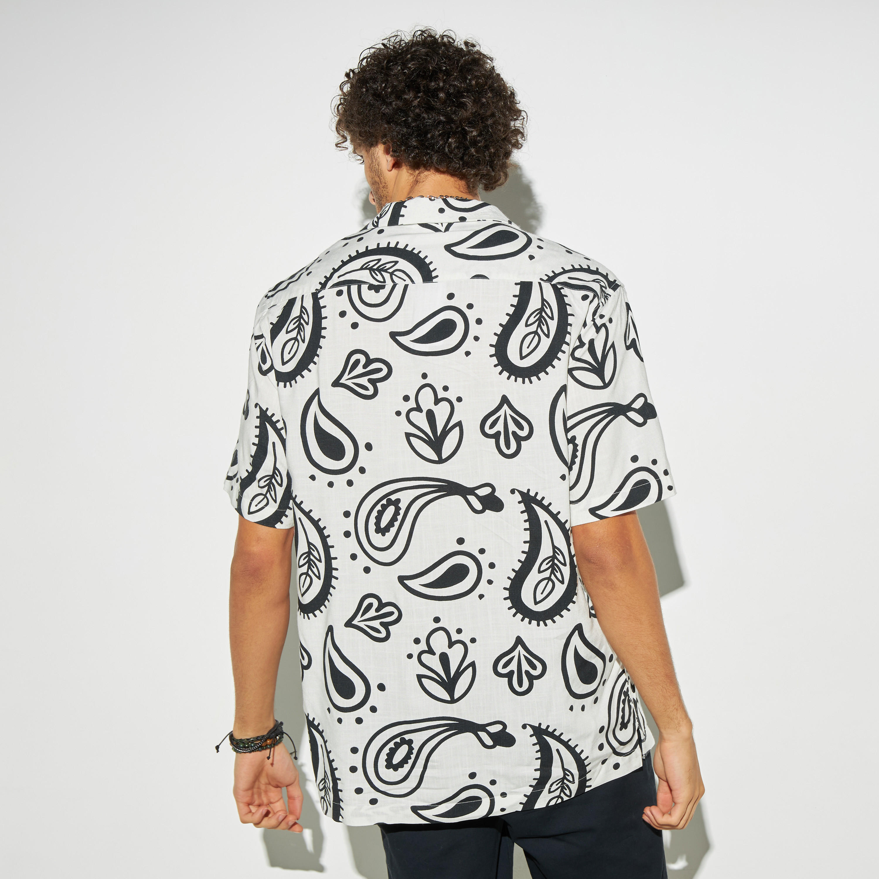 All-Over Print Viscose Camp Collar Shirt with Short Sleeves-men-clothing-shirts-image-3
