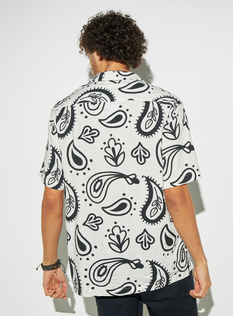 All-Over Print Viscose Camp Collar Shirt with Short Sleeves-men-clothing-shirts-image-3