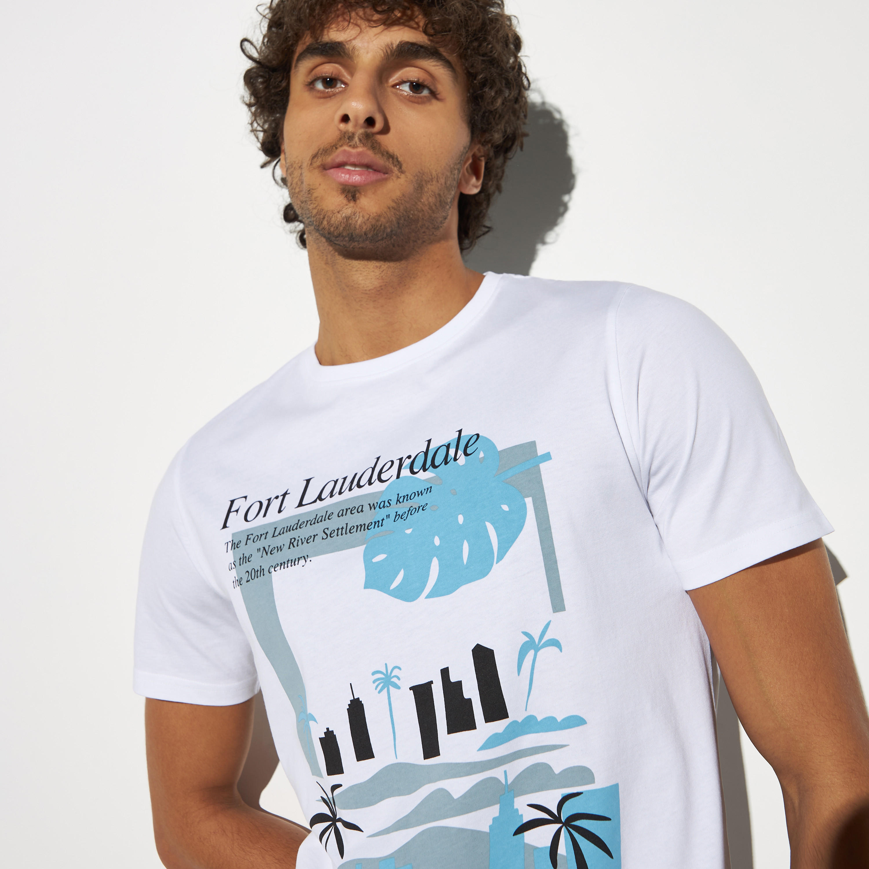Graphic Print Crew Neck T-shirt with Short Sleeves-men-clothing-tshirtsandpolos-tshirts-image-4