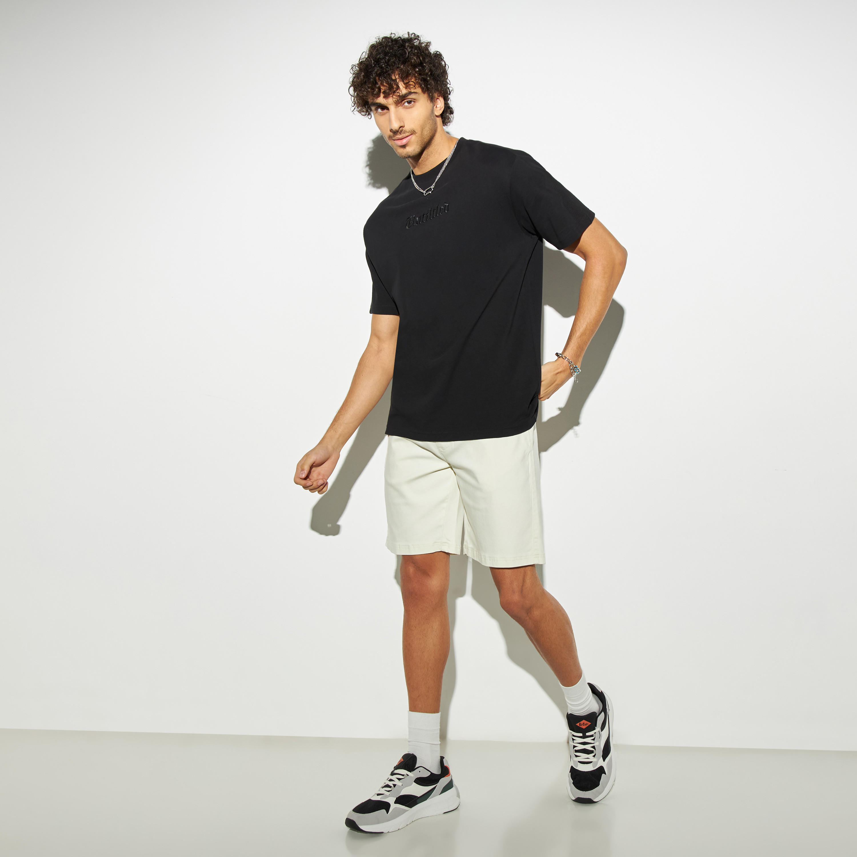 Solid Shorts with Drawstring Closure and Detachable Strap-men-clothing-bottoms-shorts-image-2