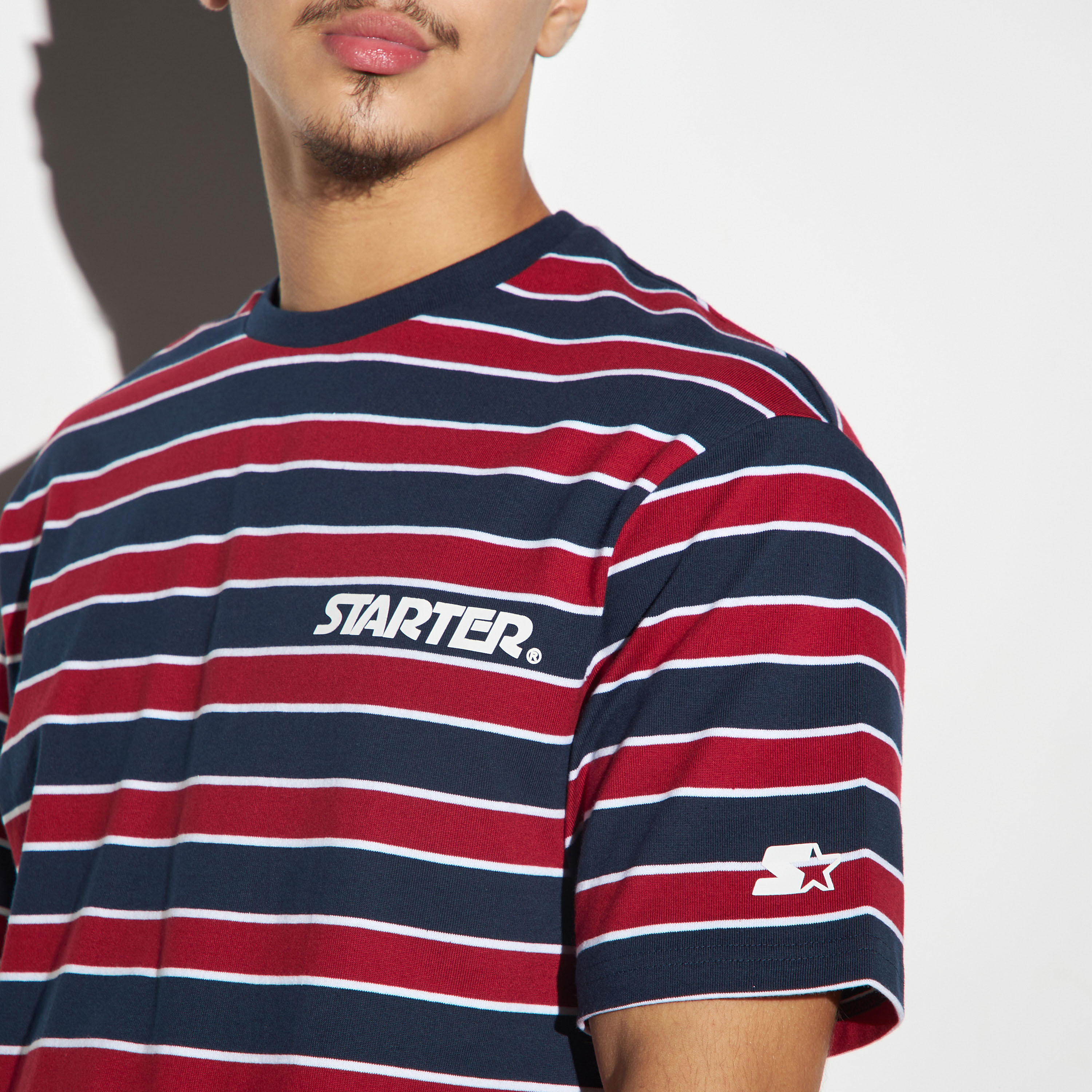 Starter Logo Print Striped T-shirt with Short Sleeves and Crew Neck-men-clothing-tshirtsandpolos-tshirts-image-4