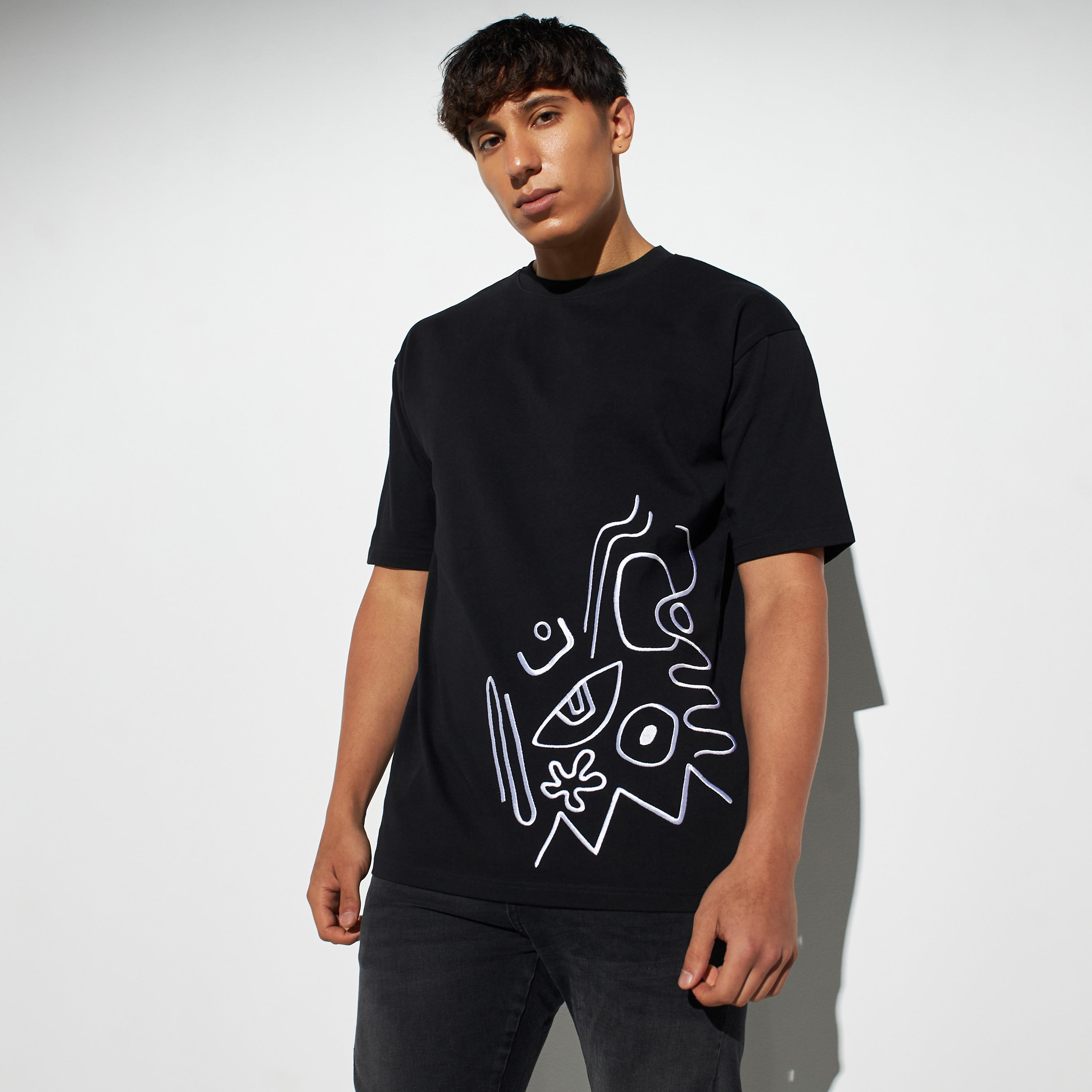 Printed T-shirt with Crew Neck and Short Sleeves-men-clothing-tshirtsandpolos-tshirts-image-1