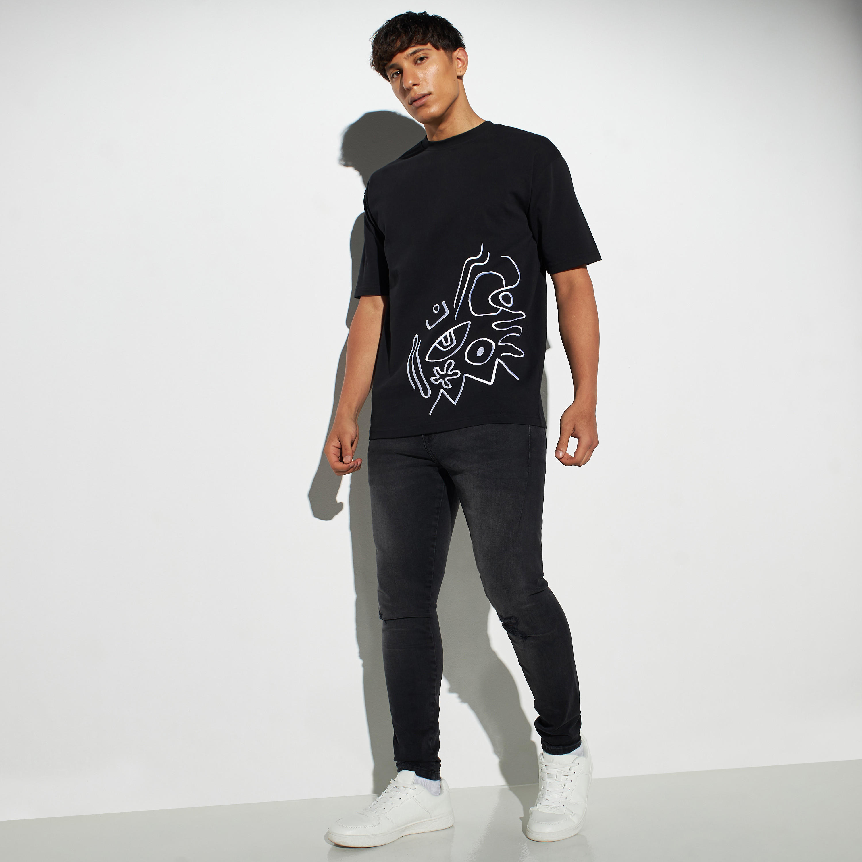 Printed T-shirt with Crew Neck and Short Sleeves-men-clothing-tshirtsandpolos-tshirts-image-3