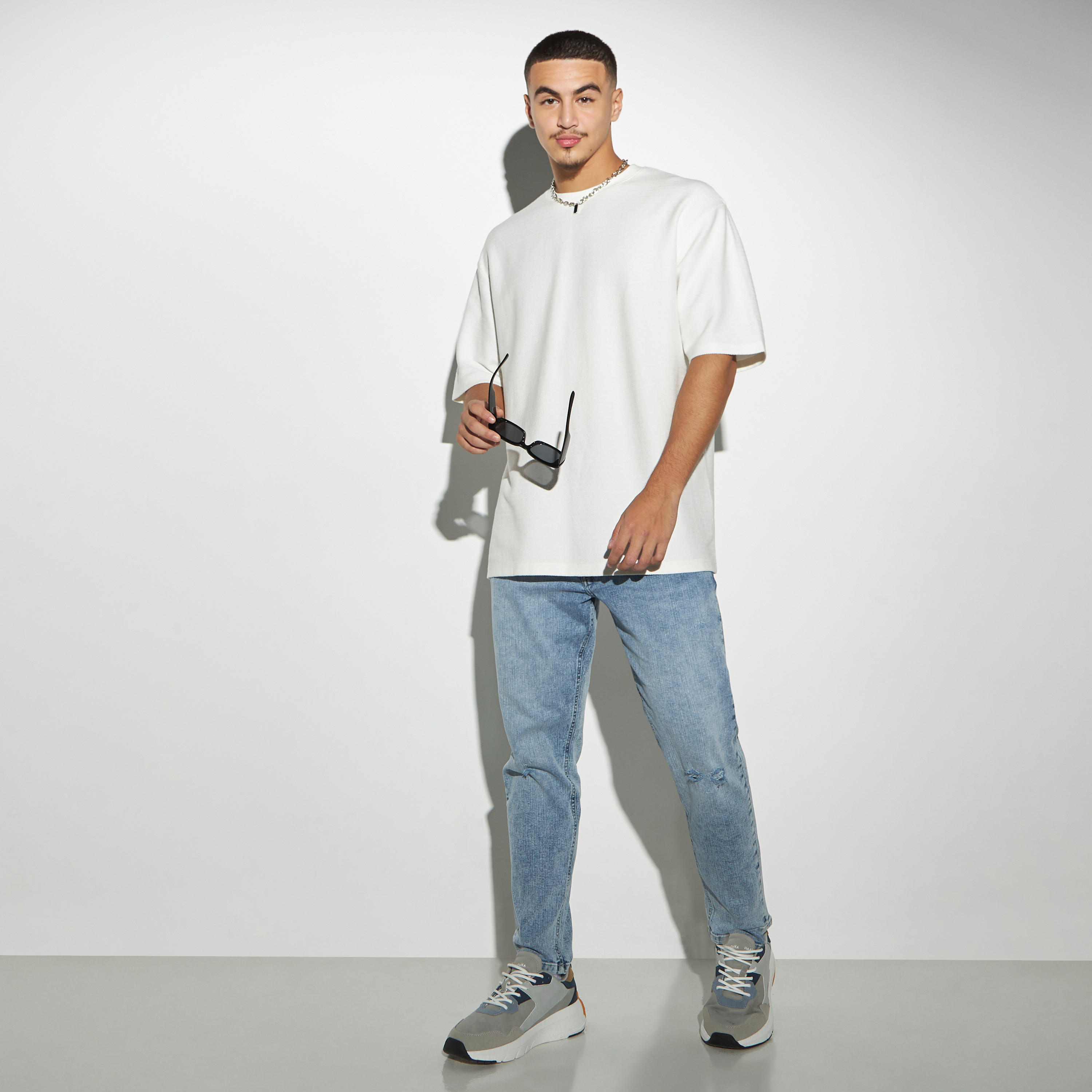 Solid Crew Neck T-shirt with Short Sleeves-men-clothing-tshirtsandpolos-tshirts-image-2