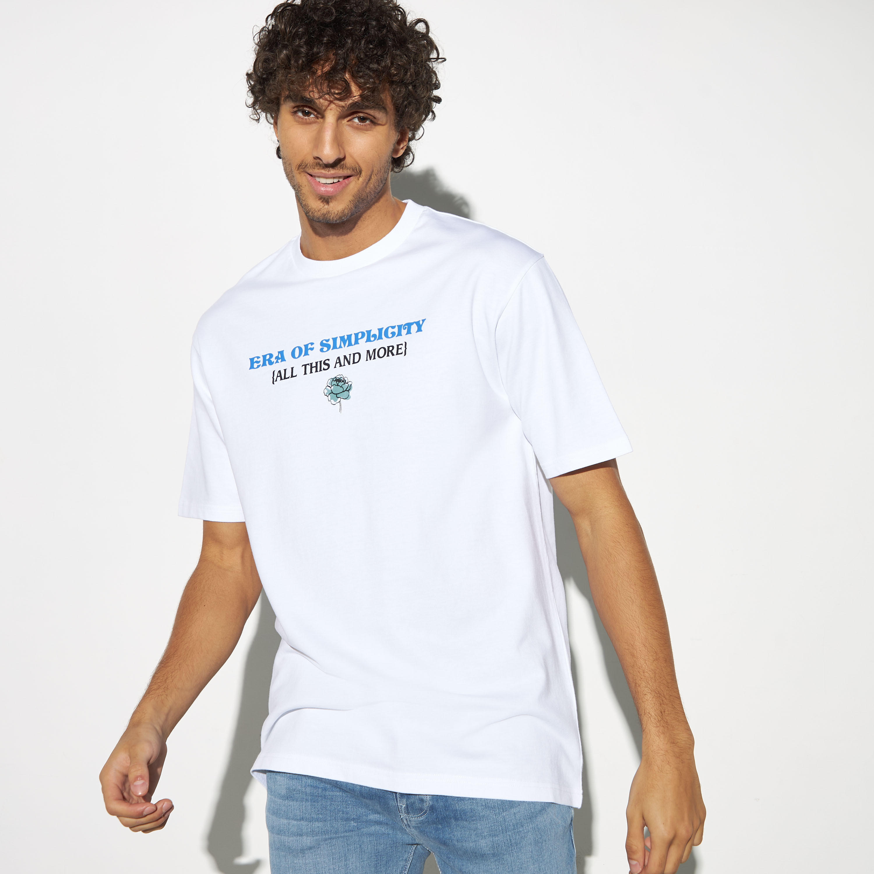 Typographic Print Crew Neck T-shirt with Short Sleeves-men-clothing-tshirtsandpolos-tshirts-image-1