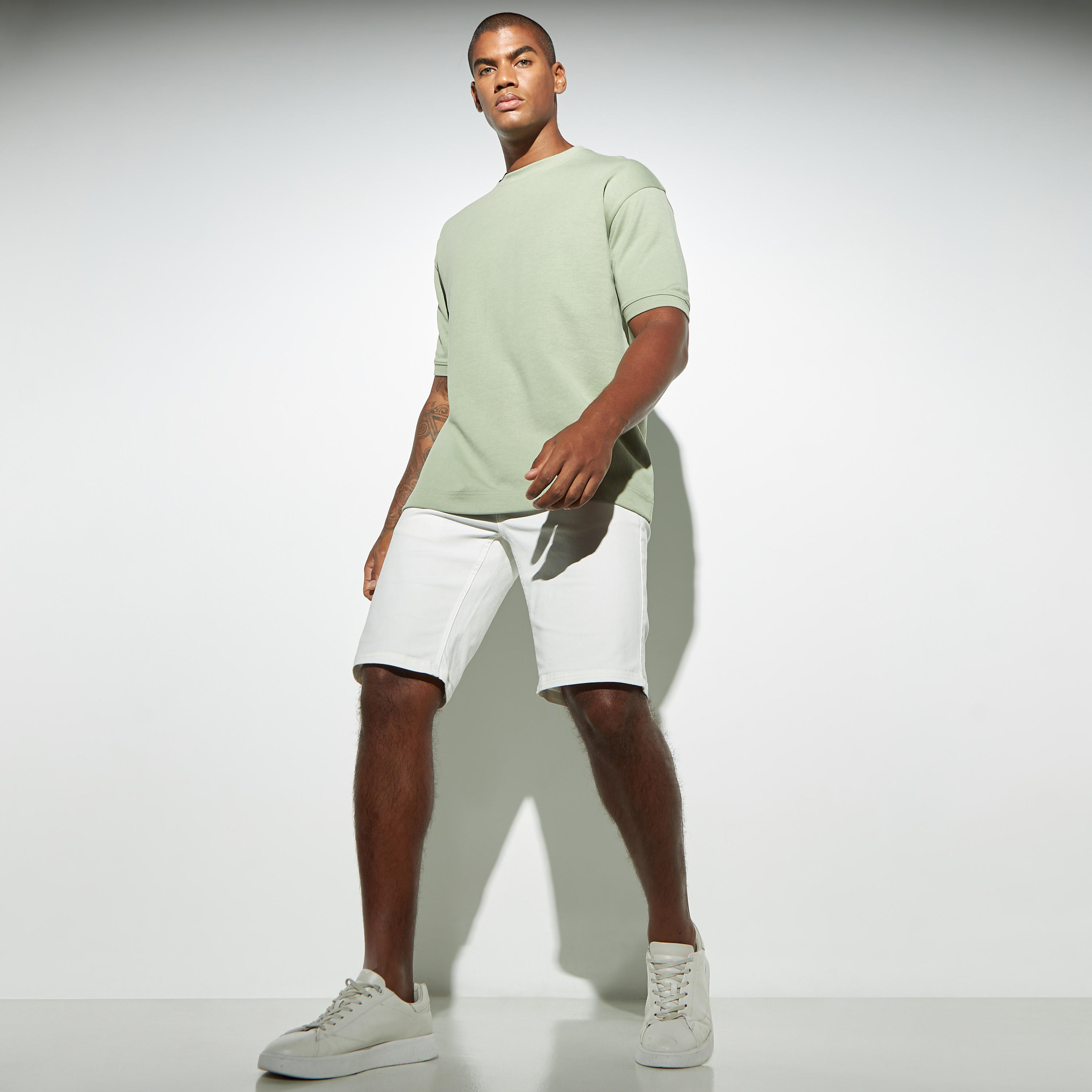 Solid Crew Neck T-shirt with Short Sleeves-men-clothing-tshirtsandpolos-tshirts-image-2