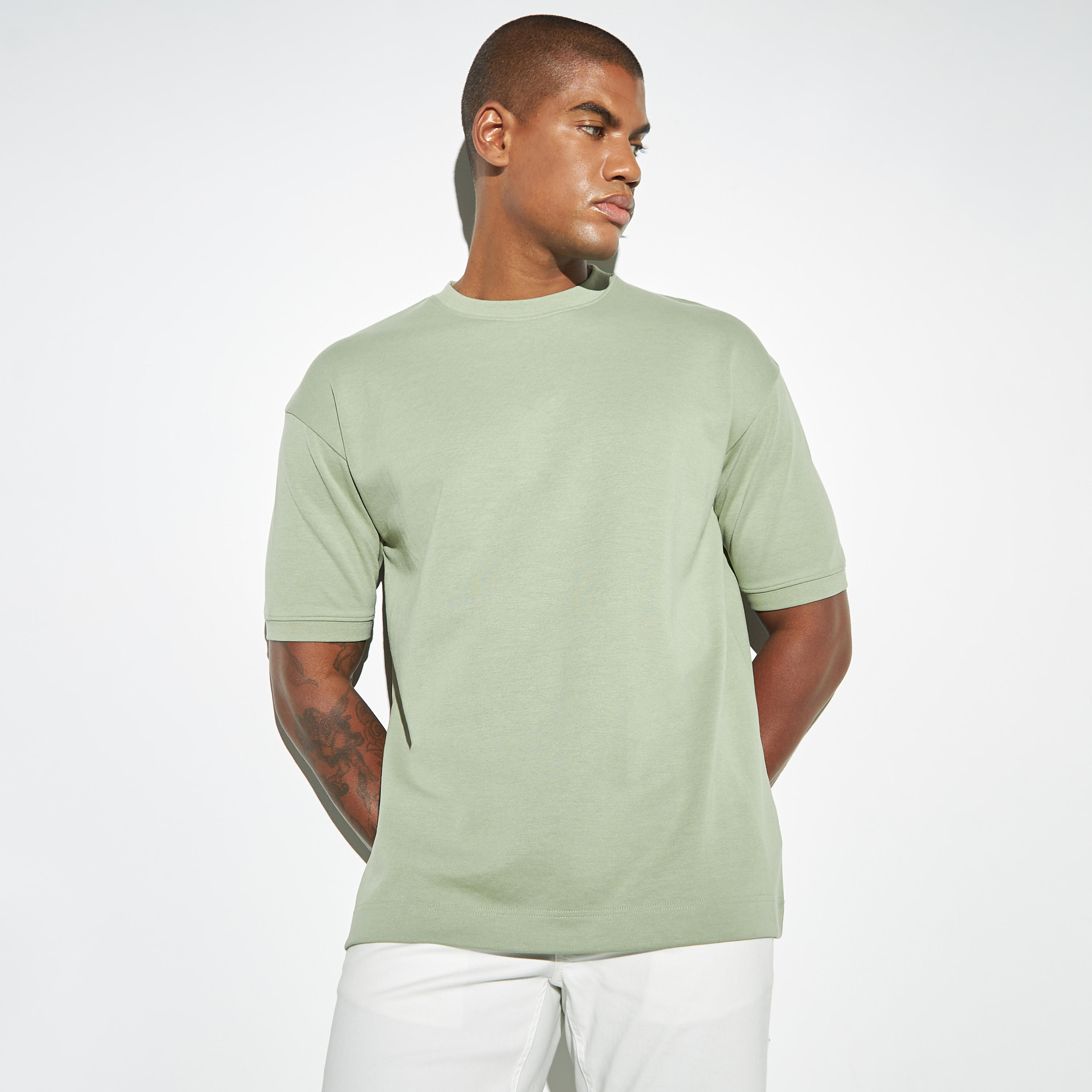 Solid Crew Neck T-shirt with Short Sleeves-men-clothing-tshirtsandpolos-tshirts-image-3