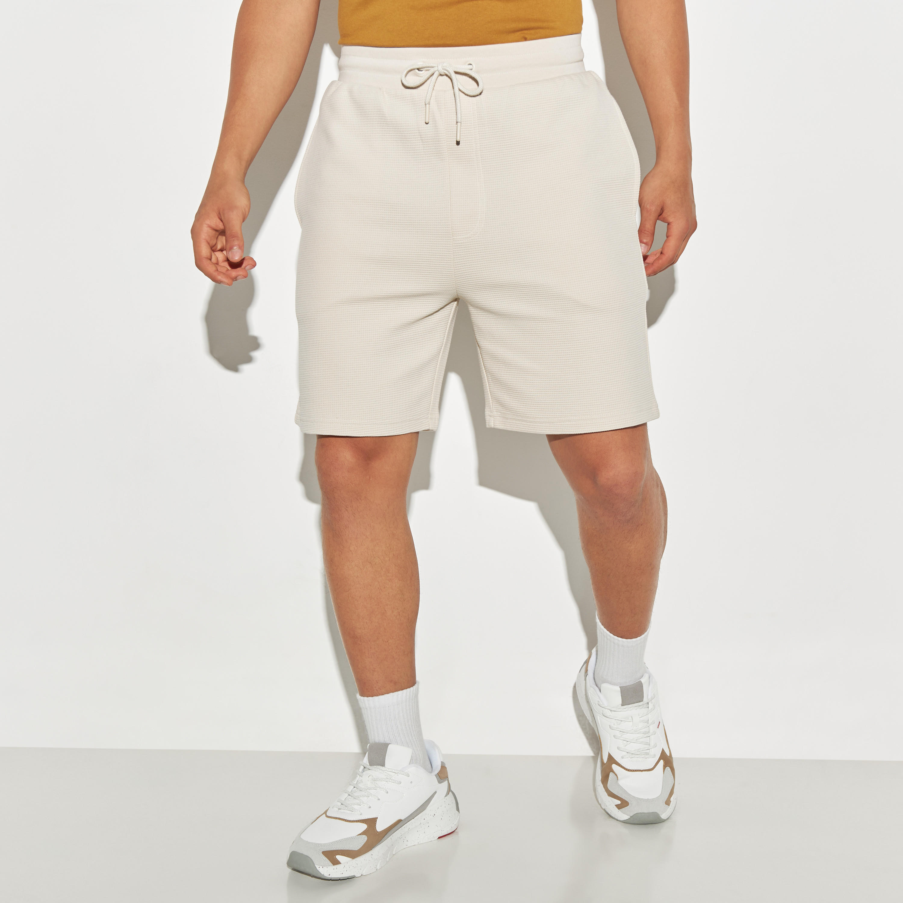 Waffle Textured Resort Shorts with Drawstring Closure and Pockets-men-clothing-bottoms-shorts-image-1