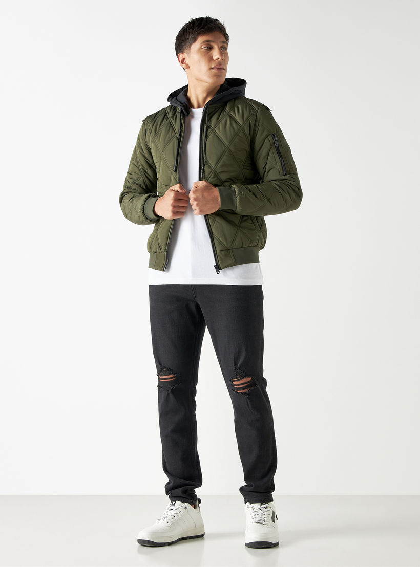 جاكيت بايكر مبطن بأكمام طويلة وجيوب-men-clothing-jacketsandblazers-jackets-image-2