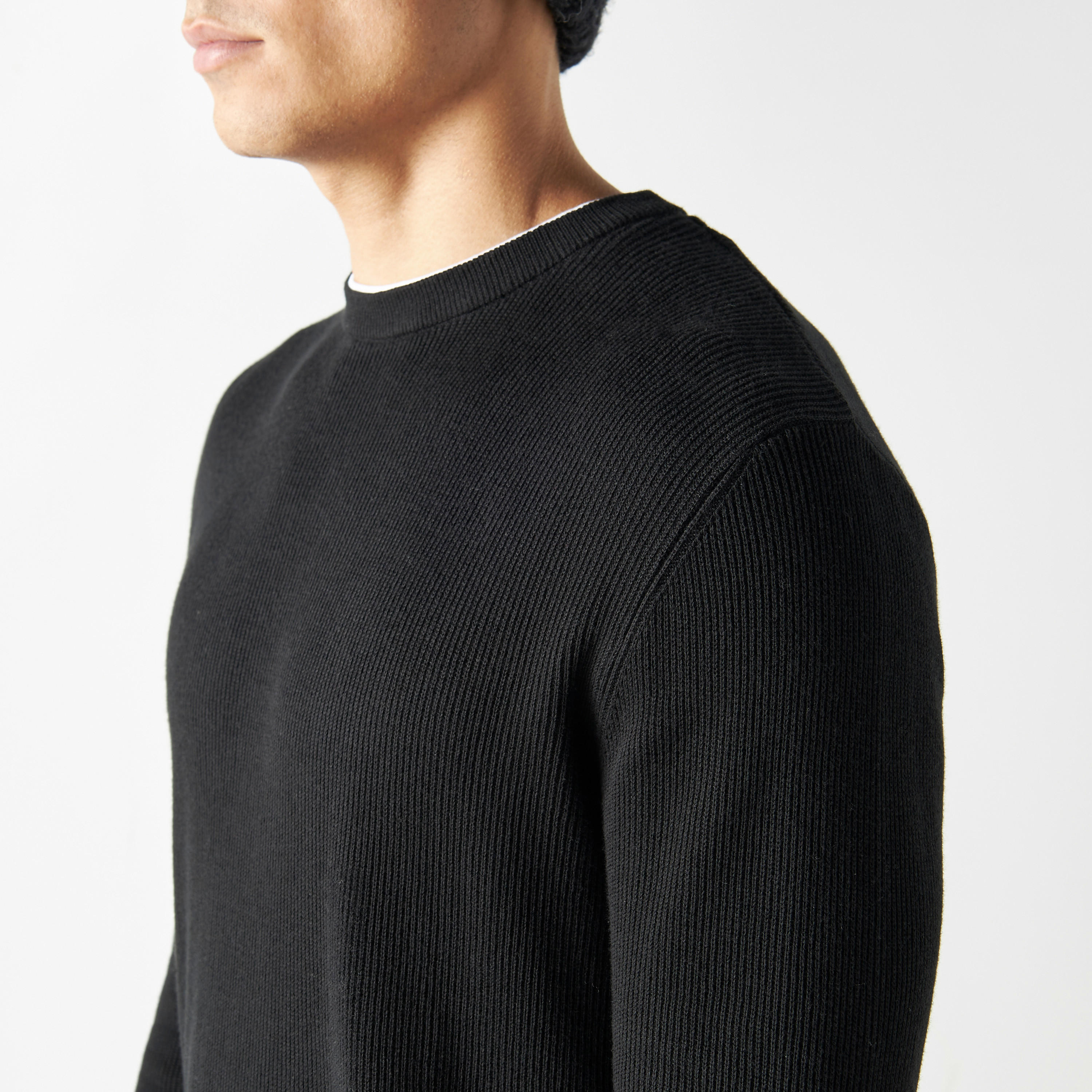 Textured Crew Neck Sweater with Long Sleeves-men-clothing-sweatersandpullovers-image-4