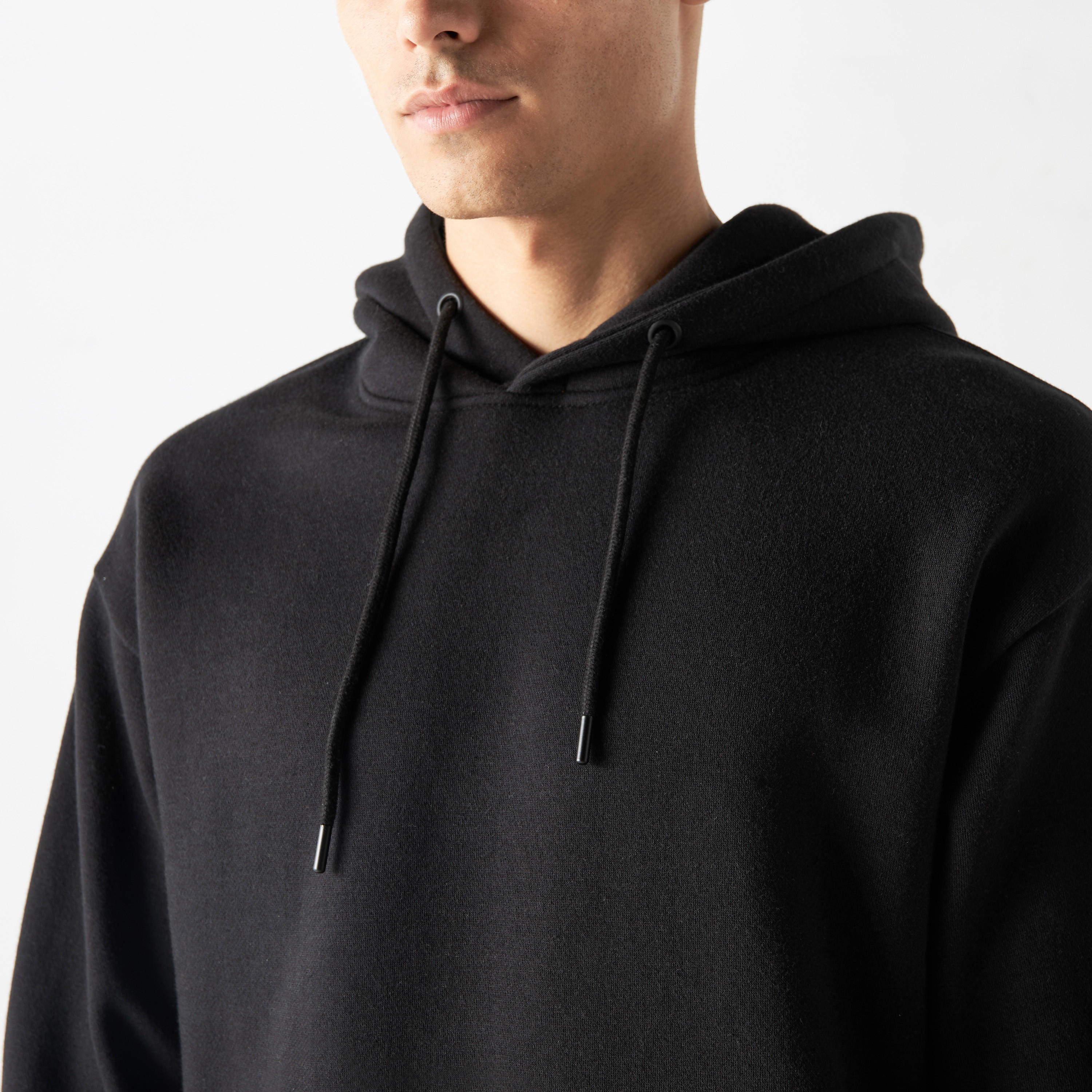هودي فضفاض بأكمام بأكتاف منسدلة وجيب كنغر-men-winterwear-hoodiesandsweatshirts-image-4