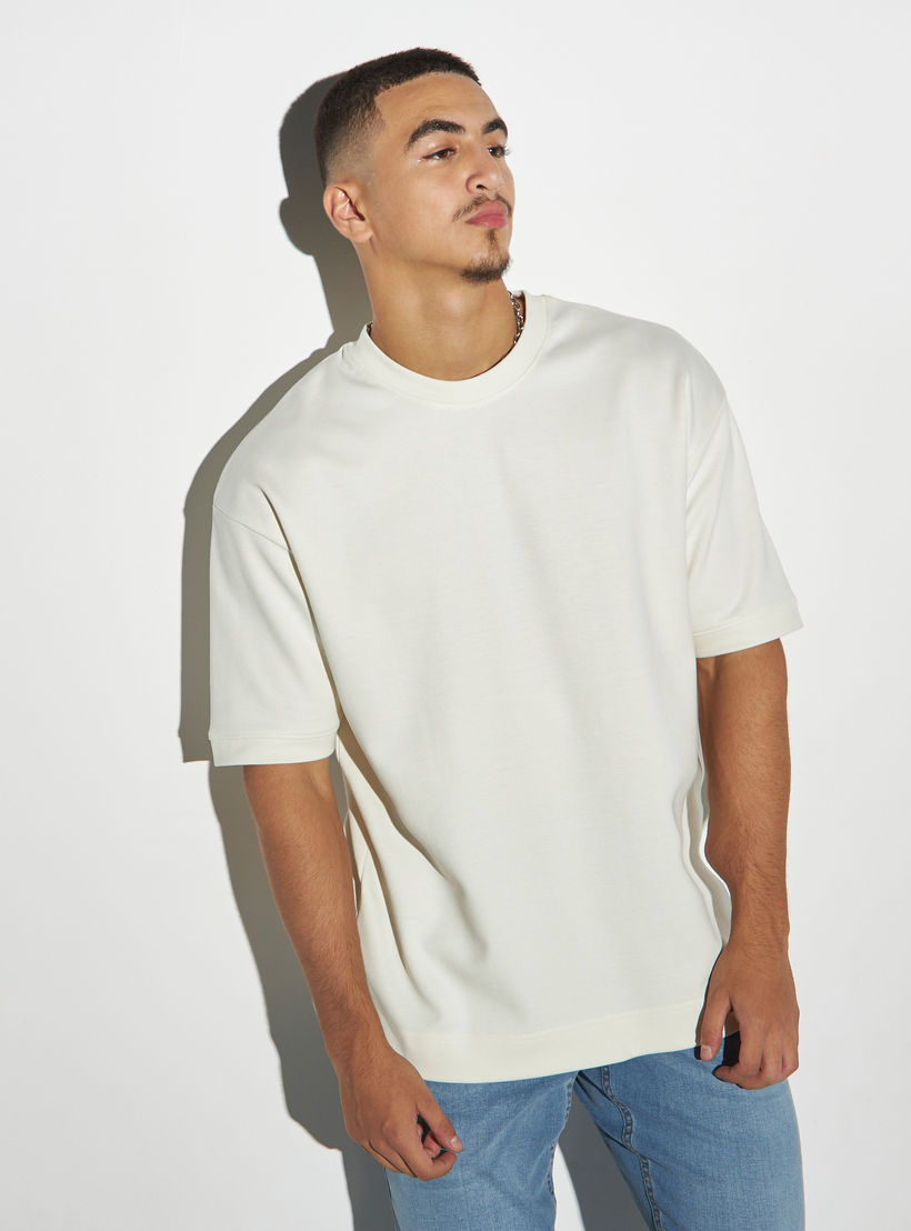 Solid Crew Neck T-shirt with Short Sleeves-men-clothing-tshirtsandpolos-tshirts-image-1