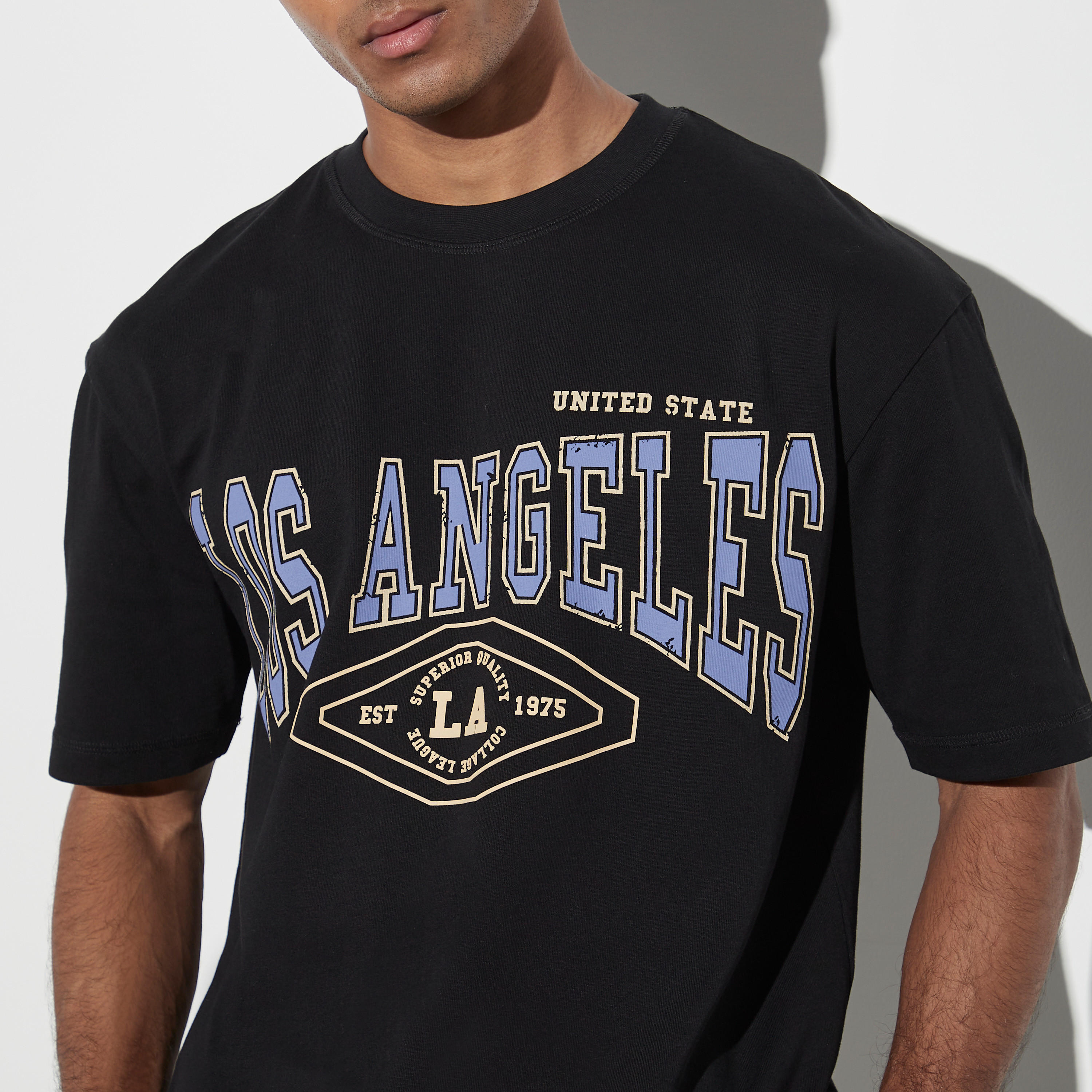 Typographic Print Crew Neck T-shirt with Short Sleeves-men-clothing-tshirtsandpolos-tshirts-image-4