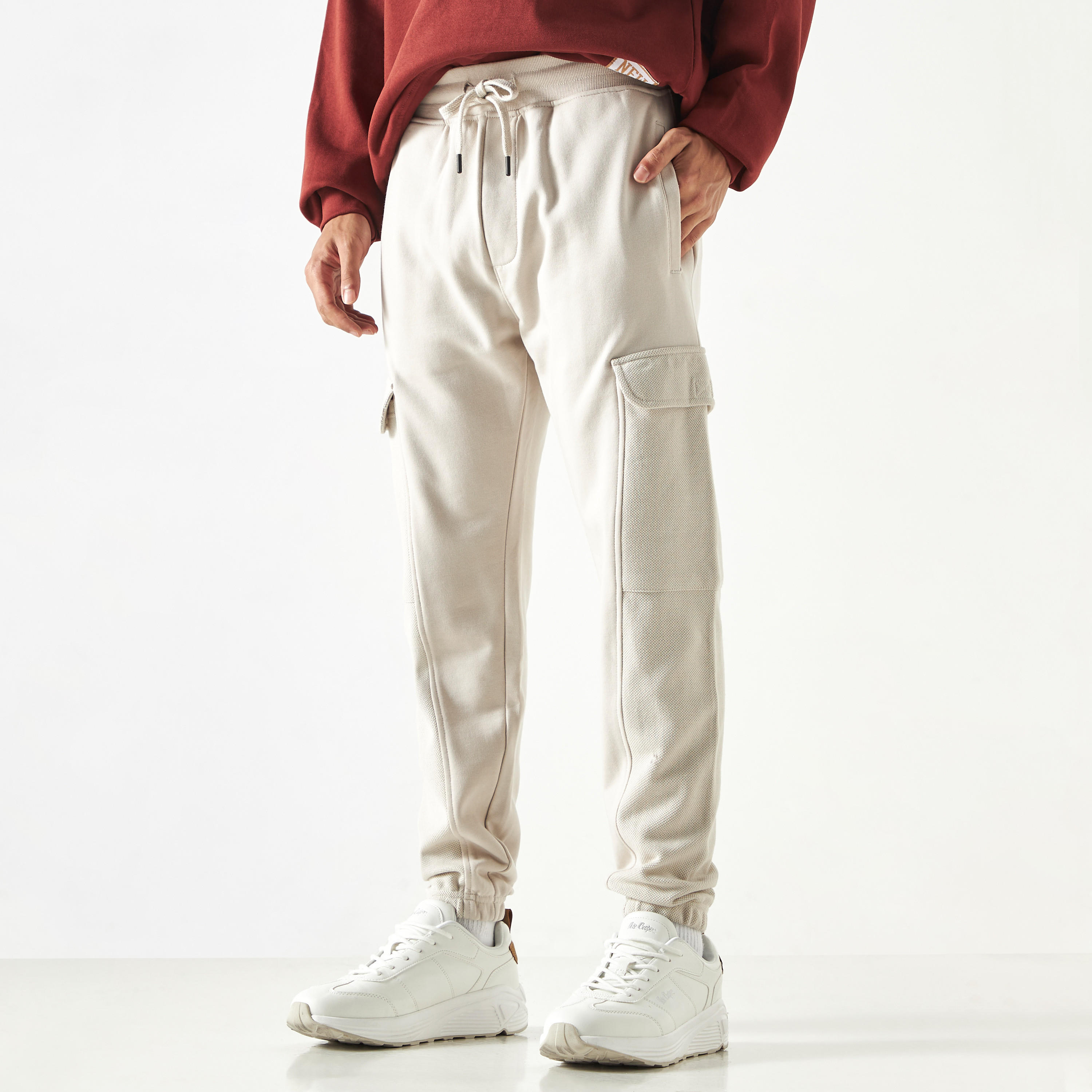 Solid Relaxed Fit Joggers with Drawstring Closure and Flap Pockets-men-clothing-bottoms-joggers-image-1