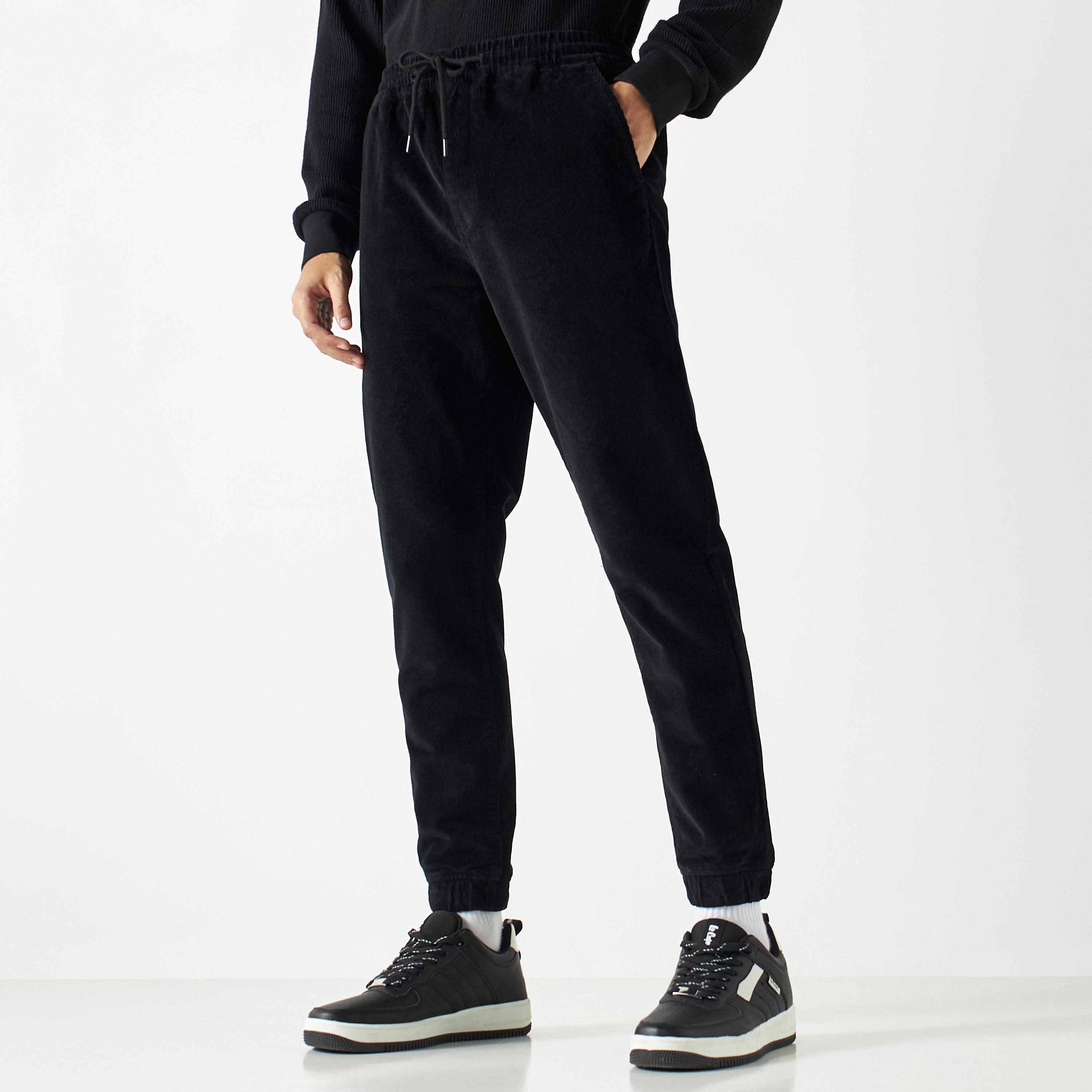 Ribbed Joggers with Drawstring Closure and Pockets-men-clothing-bottoms-joggers-image-1