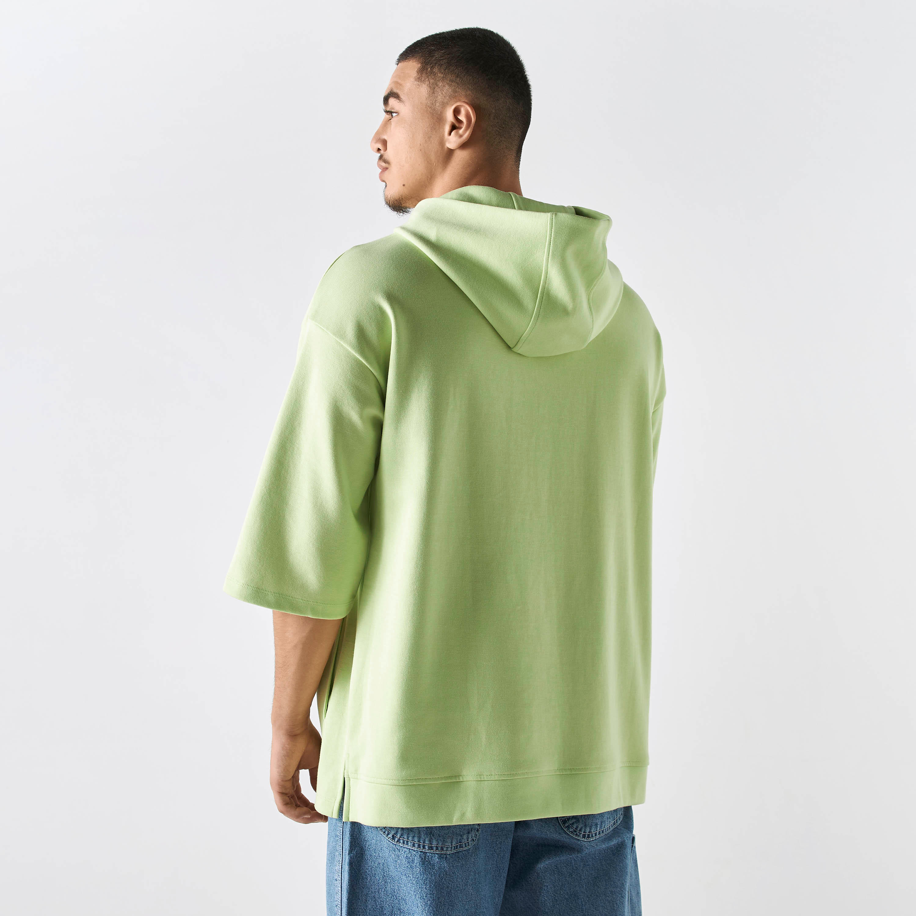 Solid Oversized Hoodie with Short Drop Shoulder Sleeves and Pockets-men-winterwear-hoodiesandsweatshirts-image-3