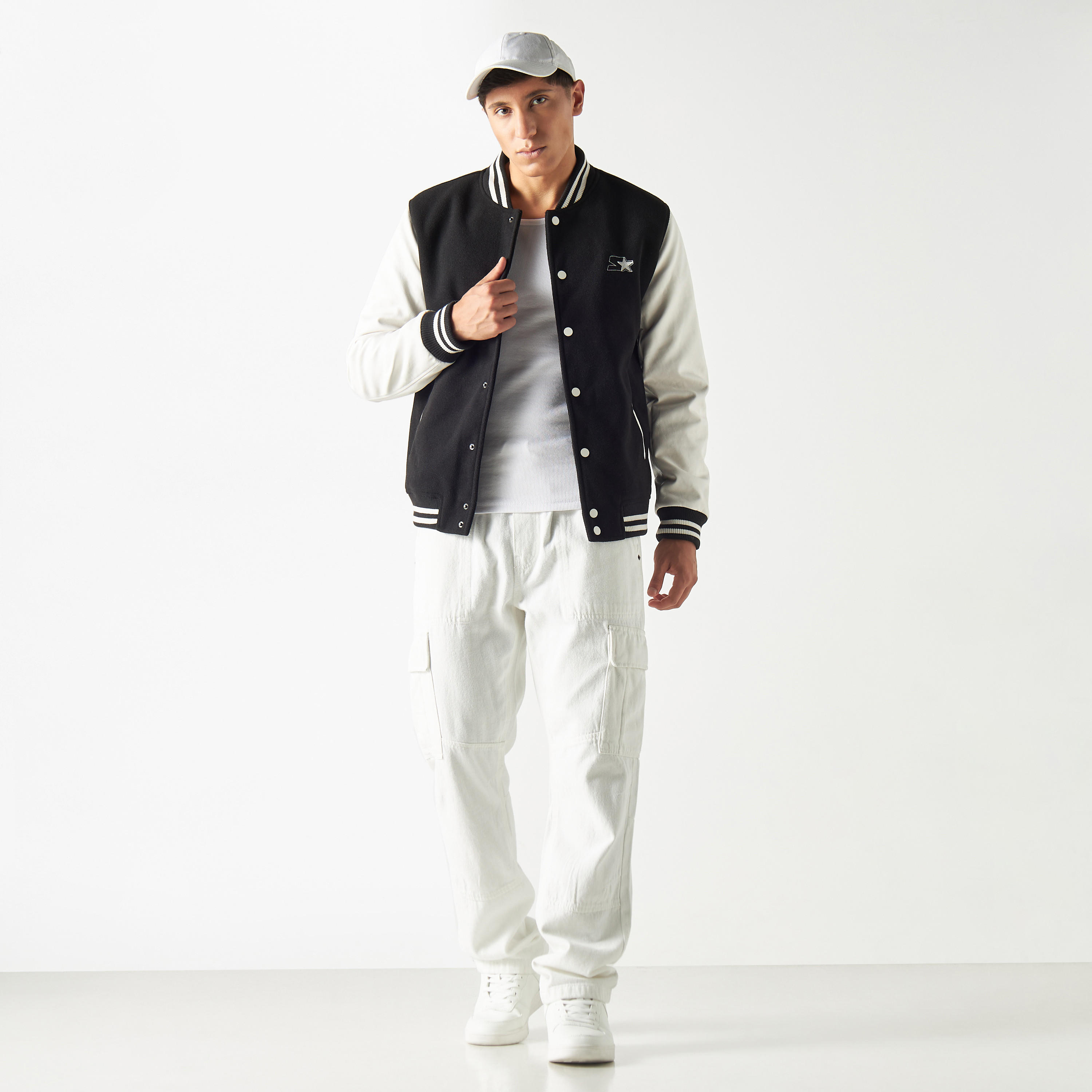 Starter Typography Print Varsity Jacket with Long Sleeves and Pockets-men-clothing-jacketsandblazers-jackets-image-2