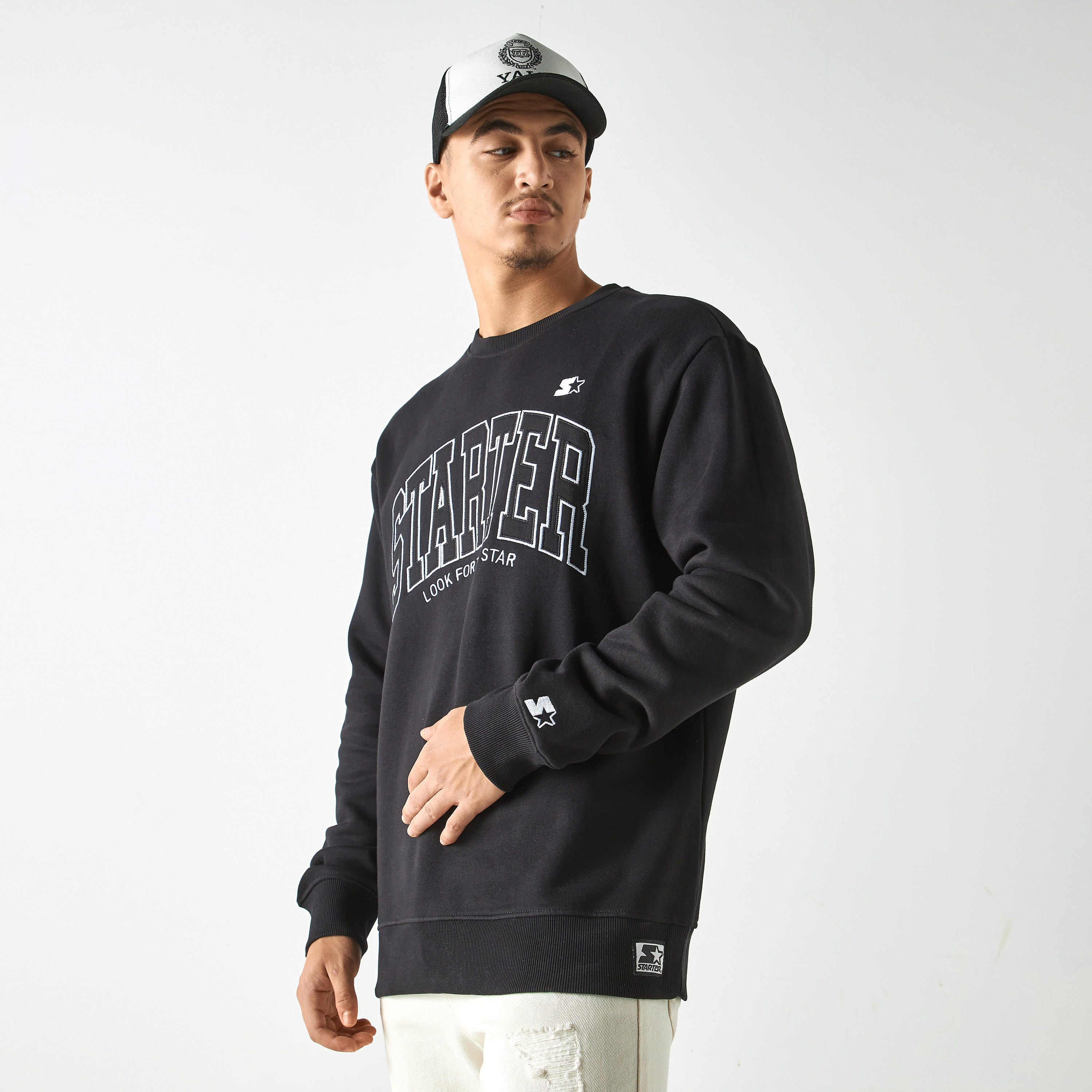 Starter Embroidered Sweatshirt with Long Sleeves-men-winterwear-hoodiesandsweatshirts-image-1