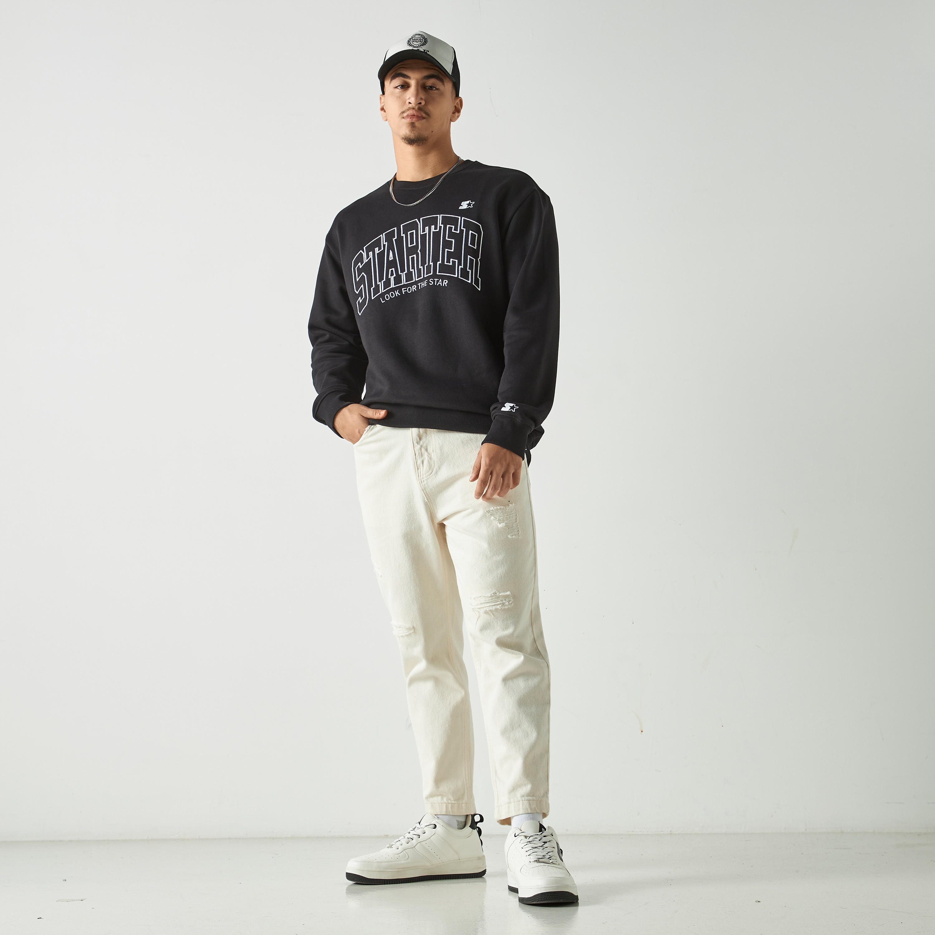 Starter Embroidered Sweatshirt with Long Sleeves-men-winterwear-hoodiesandsweatshirts-image-2