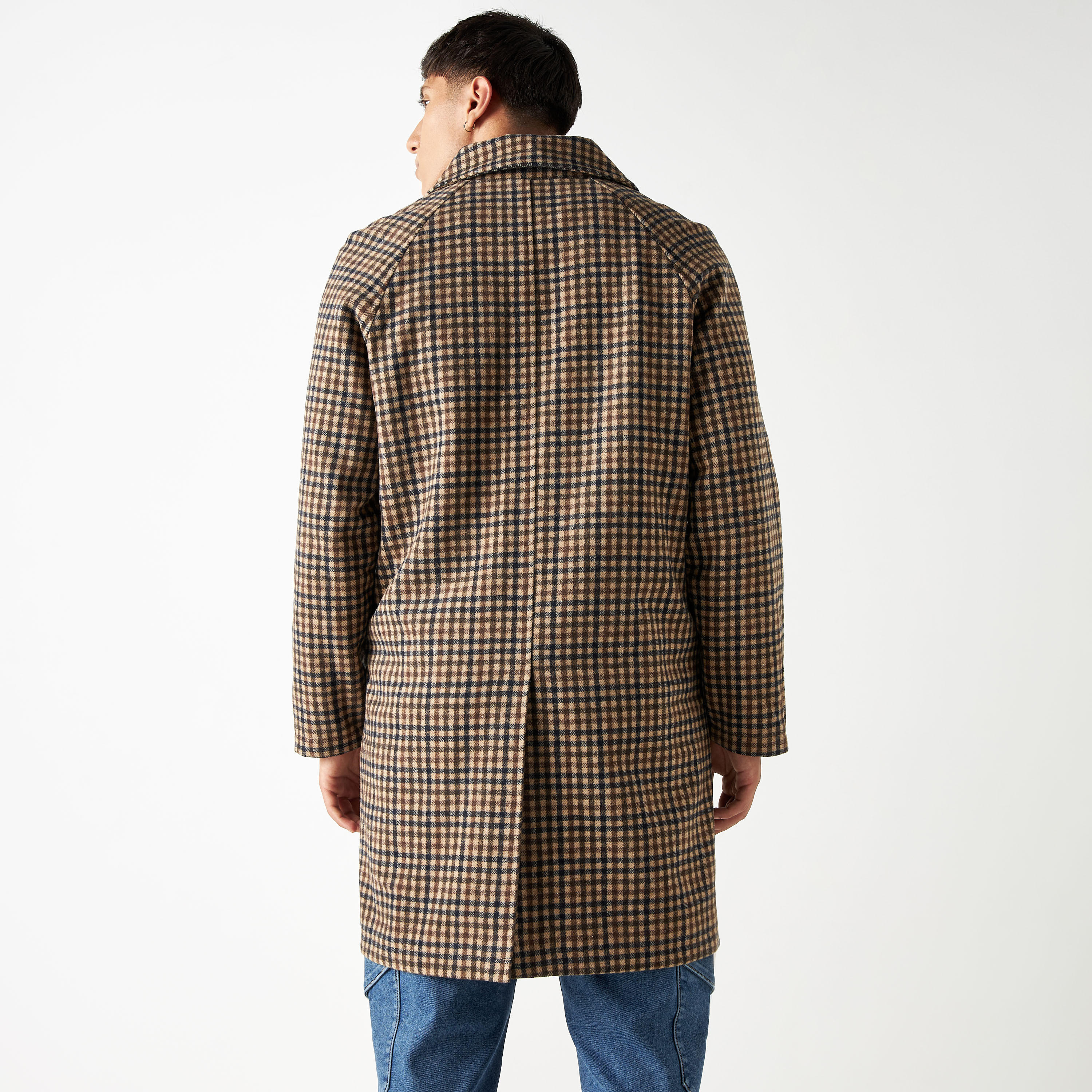 معطف كاروهات بأزرار مع فتحة واحدة-men-clothing-jacketsandblazers-coats-image-2